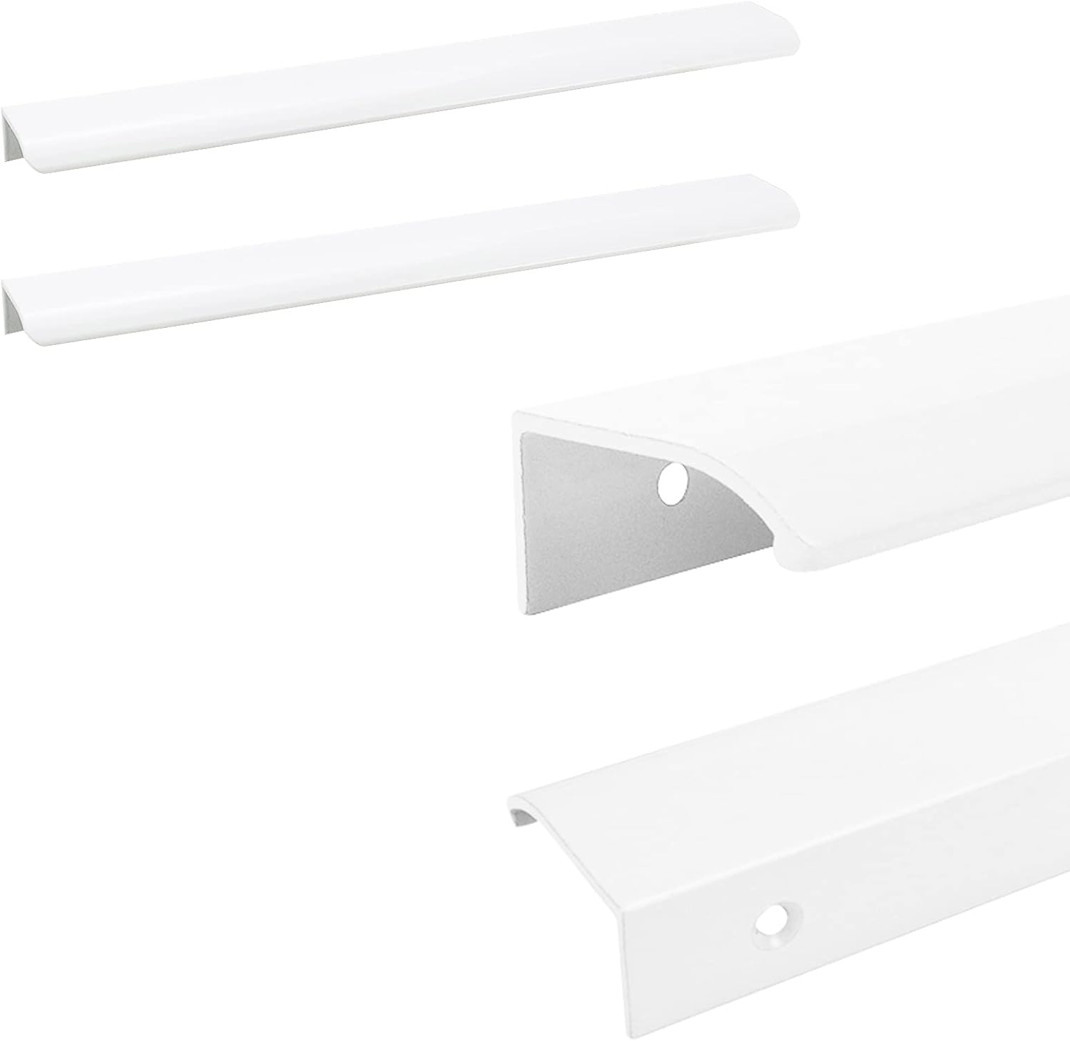 Tsnamay 2Pcs 11.65" White Arc Surface Pull,White Edge Pulls Furniture Drawer Handles Hidden Cabinet Handle,Hole Dia.10.08"/256Mm image number 6