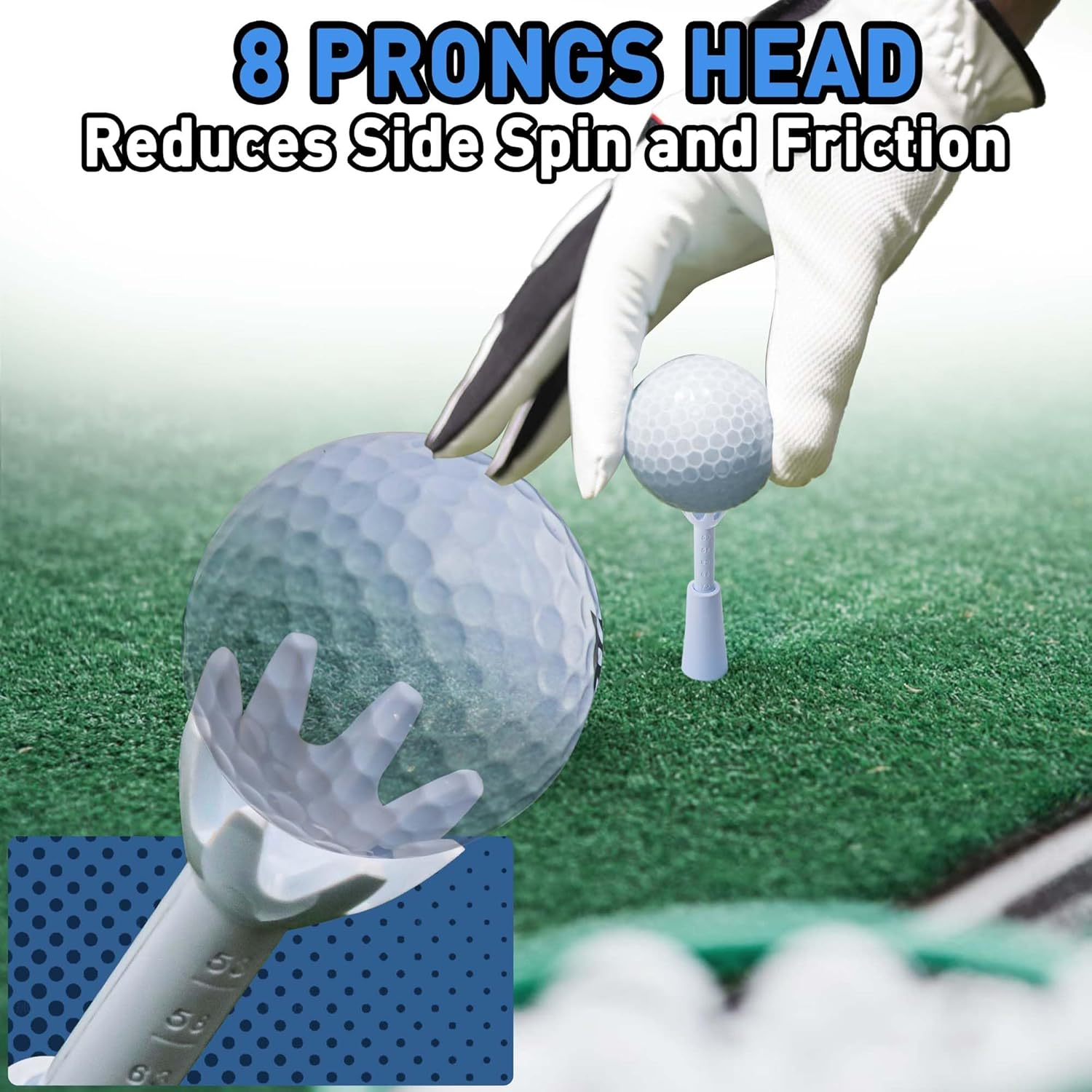 Adjustable Golf Tee, Golf Mat Tees for Driving Range & Simulator, Rubber & Plastic Golf Tees - Essential Golf Accessories for Men, Unbreakable Golf Tees - No Need to Repeatedly Pick up (3 Pack White) image number 1