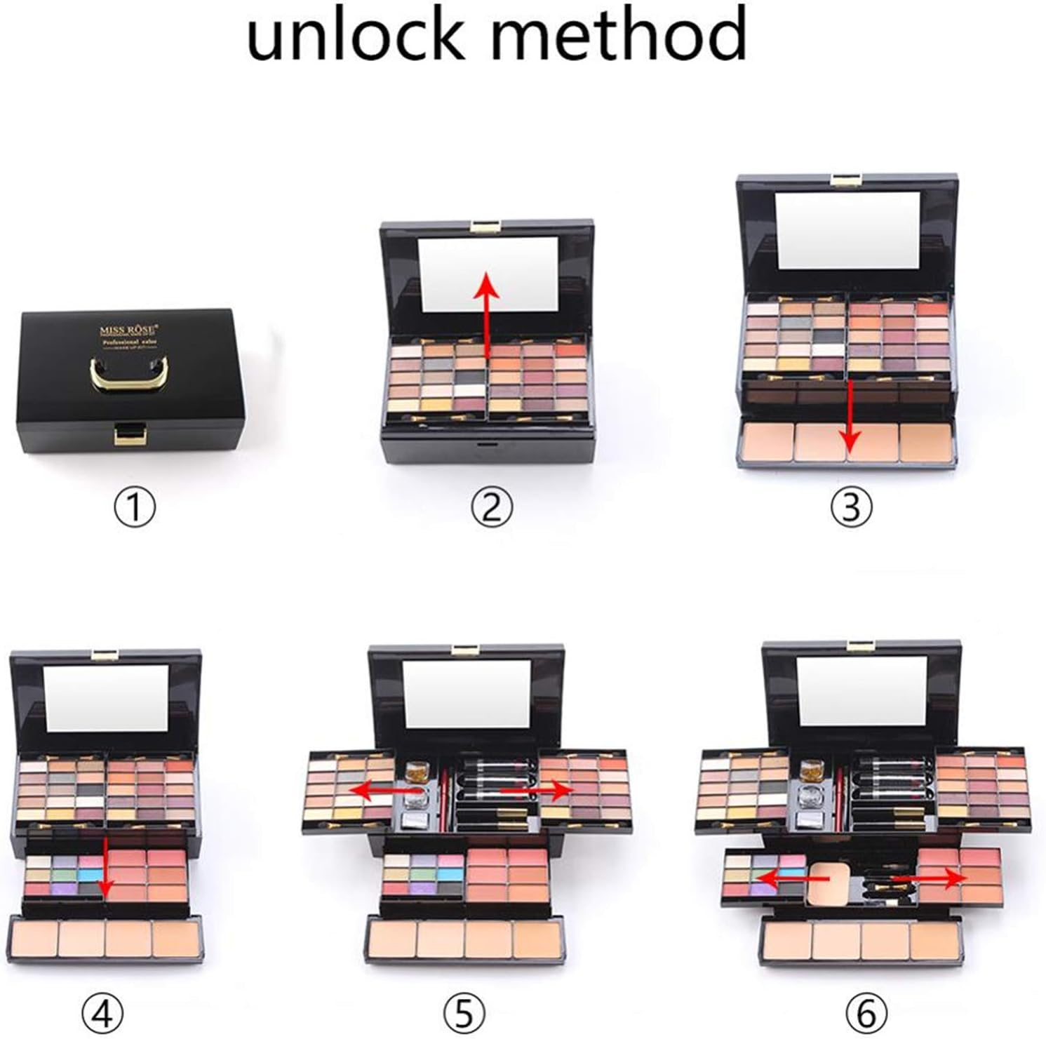 Fantasyday 54 Colours Multifunctional Exquisite Cosmetic Gift Set Makeup Kit for Face, Eyes and Lips - Makeup Palettes Vanity Case with Eyeshadow Palette, Lipstick, Blush, Mascara image number 2