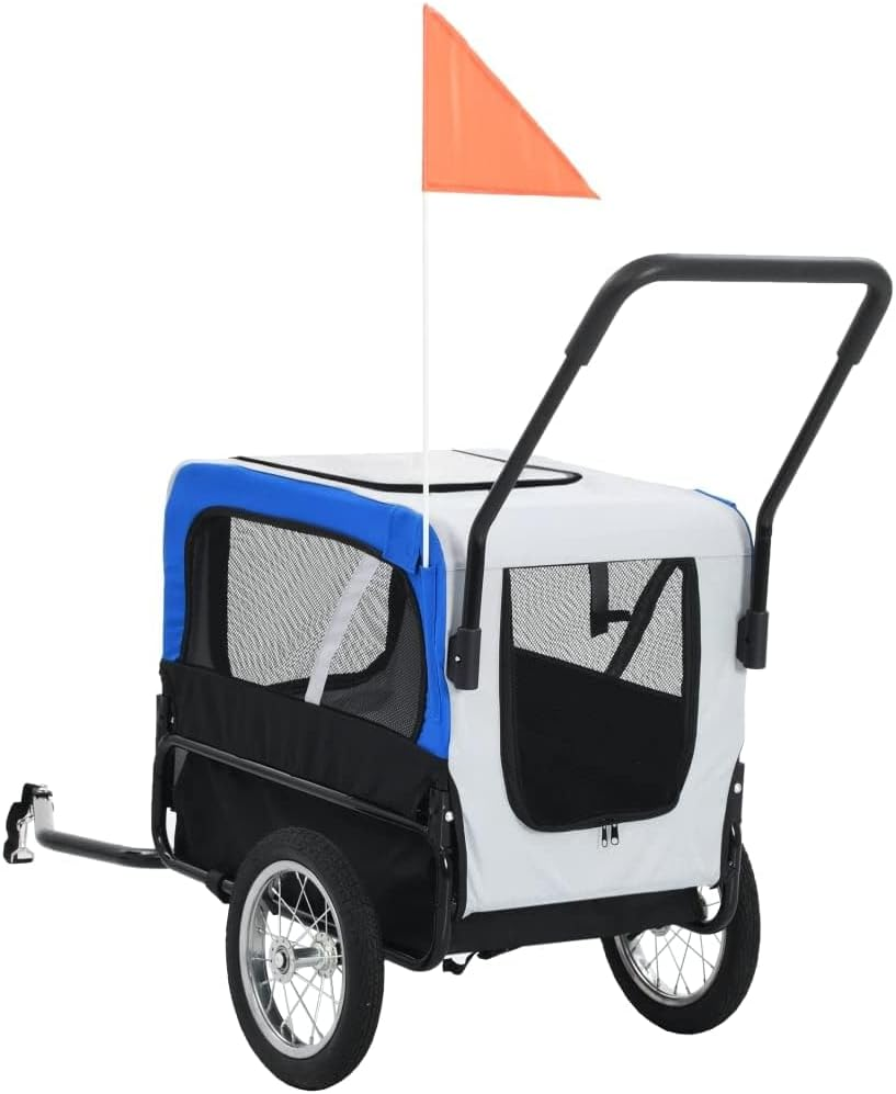 Pet Stroller Dog Stroller Cat Stroller 2-In-1 Dog Pet Bike Trailer Dog Stroller with 360-Degree Swivel Wheels for Puppy Small-Medium Dog, Cat Dog Pram Dog Cat(Color:Blue) image number 6