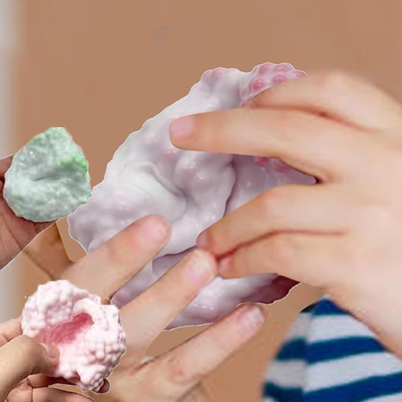 4Pack Stress Relief Squish Balls, Shapeable Vacuum Sensory , Grape Design, Soft Flexible Squeeze Balls image number 6