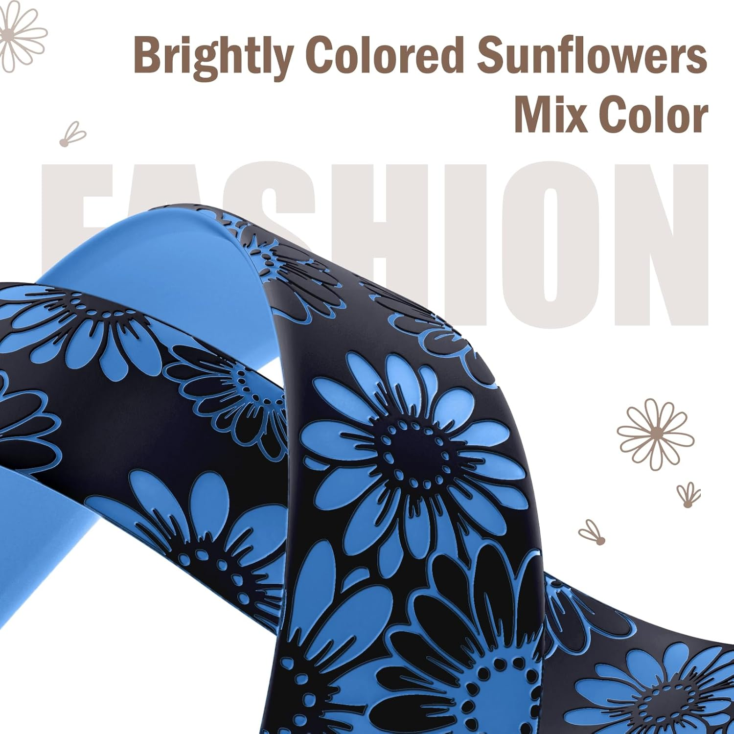 Floral Engraved Strap Compatible with Apple Watch Band 38Mm 40Mm 41Mm 42Mm 44Mm 45Mm 46Mm 49Mm Women Men, Cute Two-Tone Flower Silicone Bands for Iwatch Series 11 10 9 8 7 6 5 4 3 2 1 Ultra SE 3/2/1 image number 2