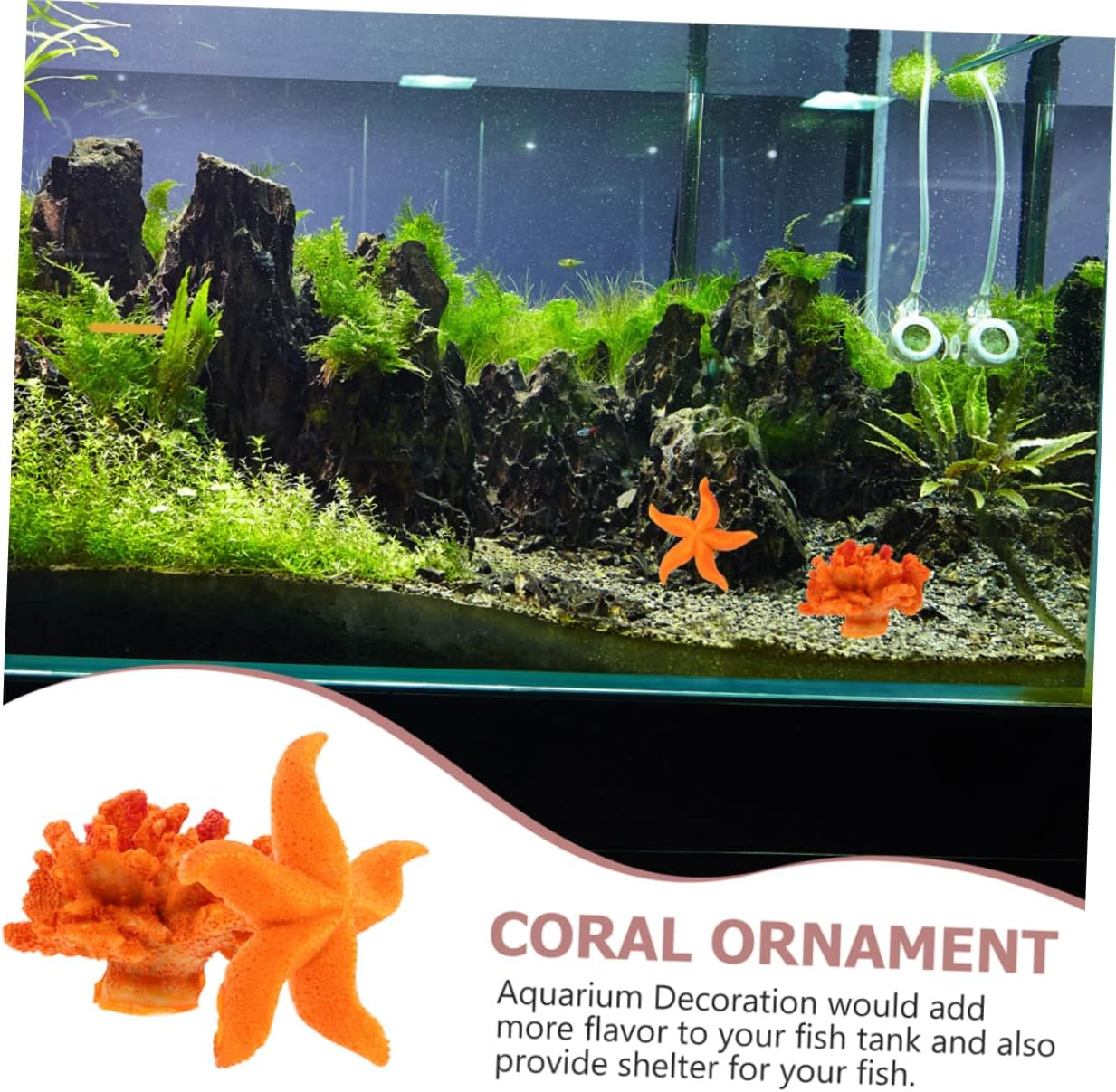 GANAZONO 4Pcs Artificial Coral for Aquarium Decoration Sea Star and Coral Ornaments Safe and Fish Tank Accessories Creative and Lightweight Decor for Fish Pets image number 1