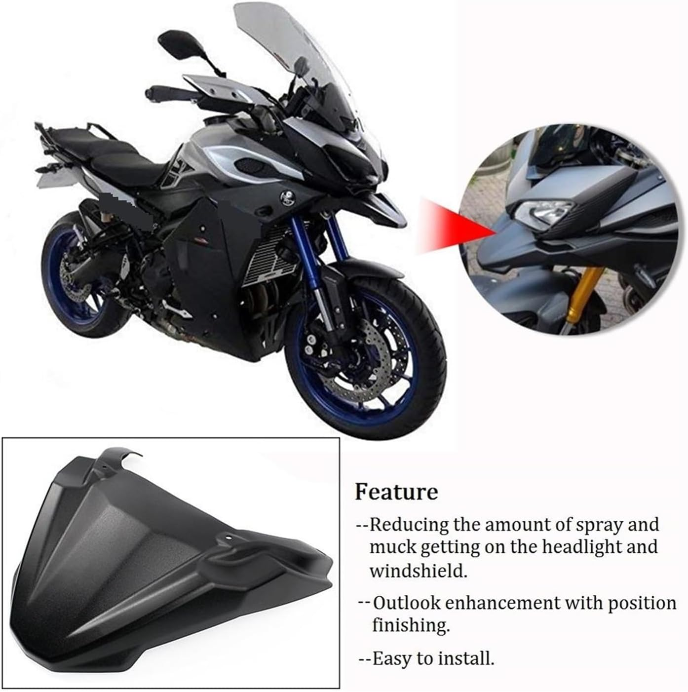 Front Fender Beak Compatible with MT09 Tracer 900 GT FJ 09 Motorcycle Accessories Cowl Guard Extension 2015 2016 2017 2018 2019 2020