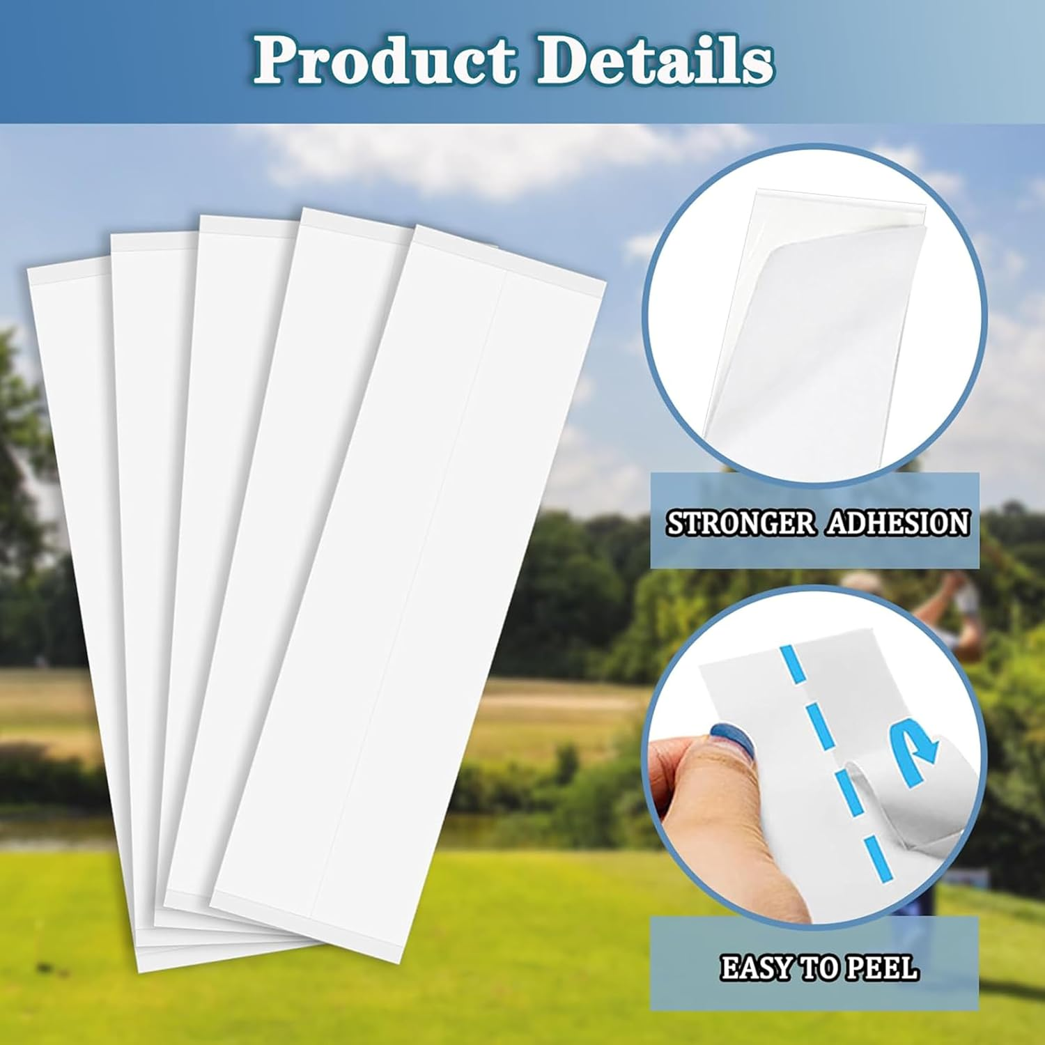 15Pcs Golf Grip Tape,2" X 10" Double Sided Adhesive Strips Golf Club Grip Tape,Multifunctional Golf Wrapping Putter Accessories Tape for Better Regrip and Control Easy Peel off Design image number 3