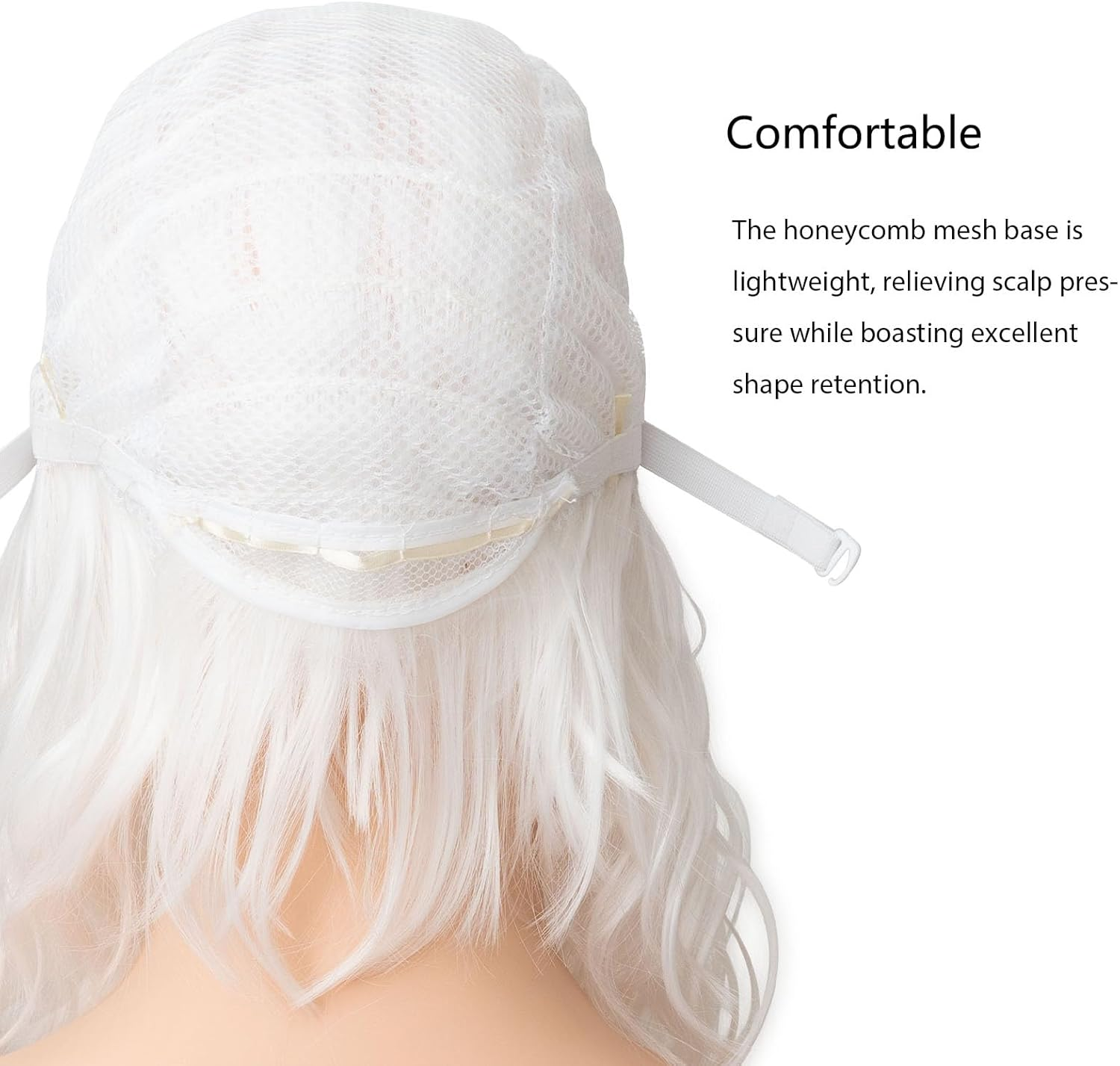 Luxiremi Wigs Snow White 12 Inch Short Shoulder Length Curly Wavy Bob with Fringe Synthetic Cosplay Wigs for Women Carnival image number 4