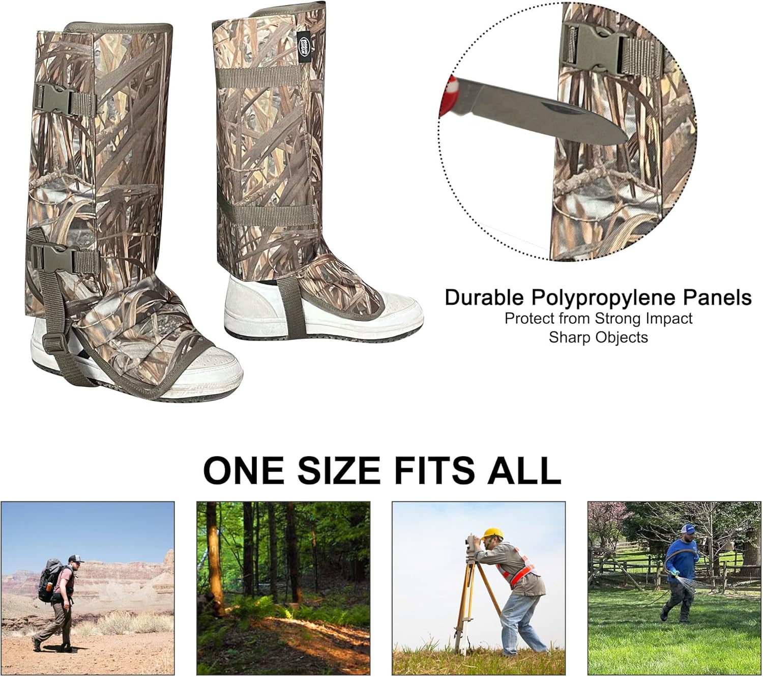 MYDAYS OUTDOOR Snake Gaiters for Hunting, Snake Chaps, Snake Guards for Legs, Snake Bite Protection for Lower Legs,Snake Proof Boots for Men Women - Reed Pattern image number 6