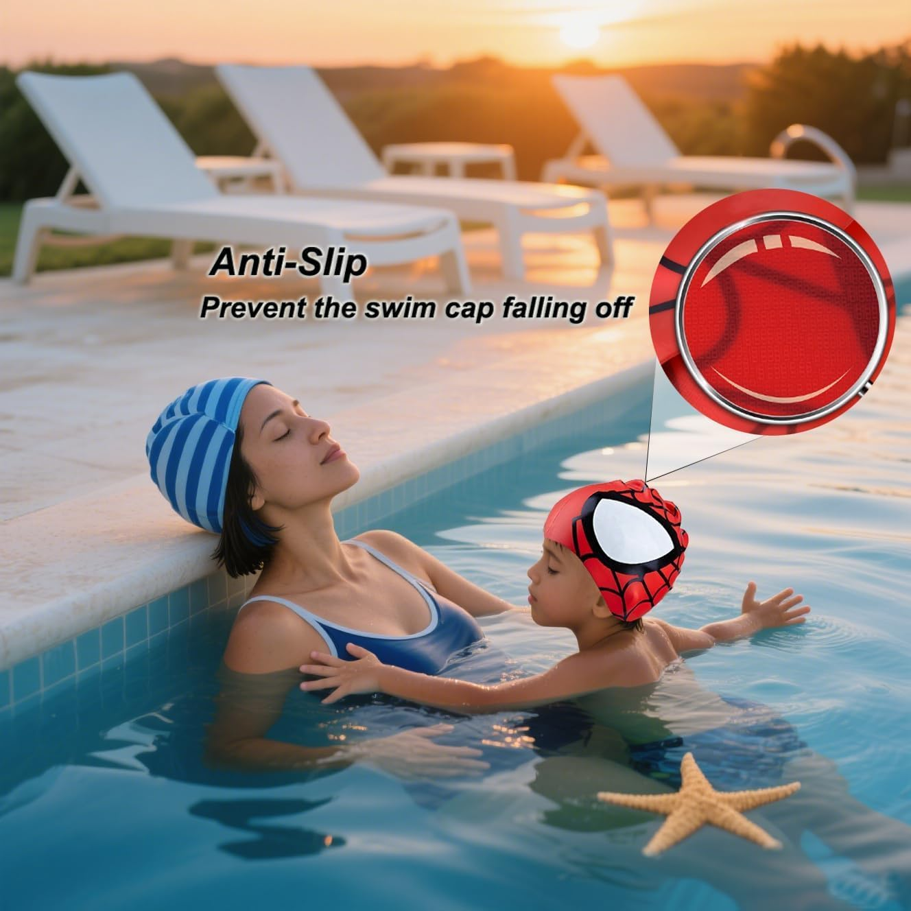 Kids Swimming Caps (Age 4-16) Silicone Swim Cap for Kids Children Boys and Girls, Stretchable and Comfortable Swimming Hats, Waterproof Bathing Caps for Long and Short Hair image number 1