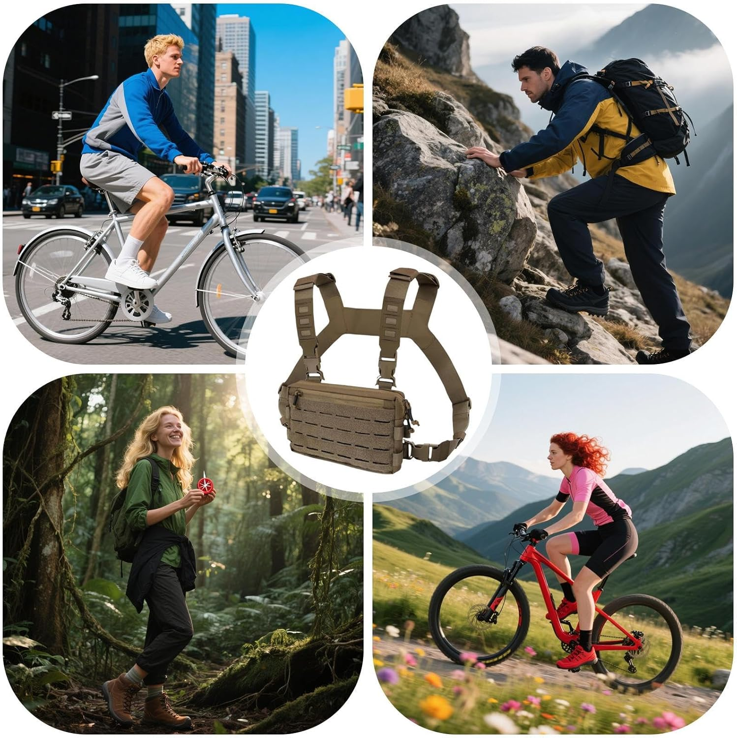 Hunting Chest Pack,Adjustable Waterproof Hunting Chest Rig | Personal Equipment for Sports Riding Biking Fitness Walking Training Work Camping Commuting image number 3