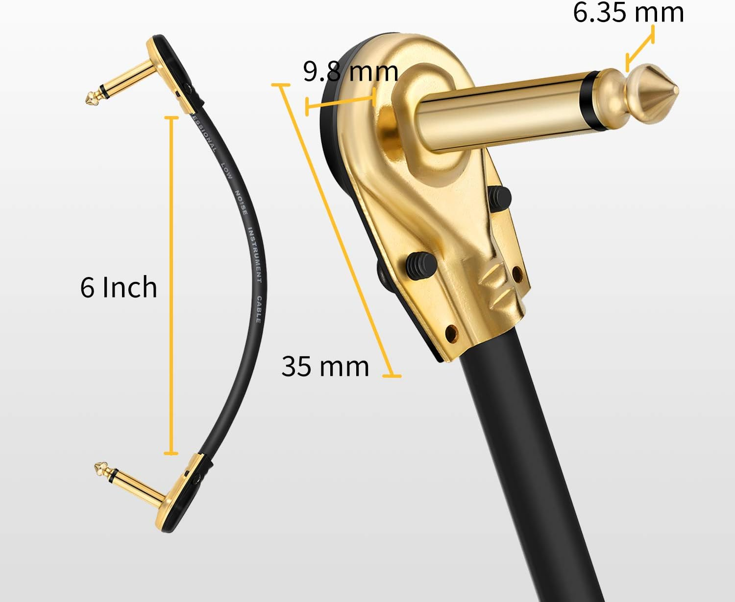 Donner Guitar Patch Cables Right Angle, 6 Inch Effect Pedal Cords 1/4 Instrument Cables for Guitar Bass Effects Pedals 6 Pack image number 3