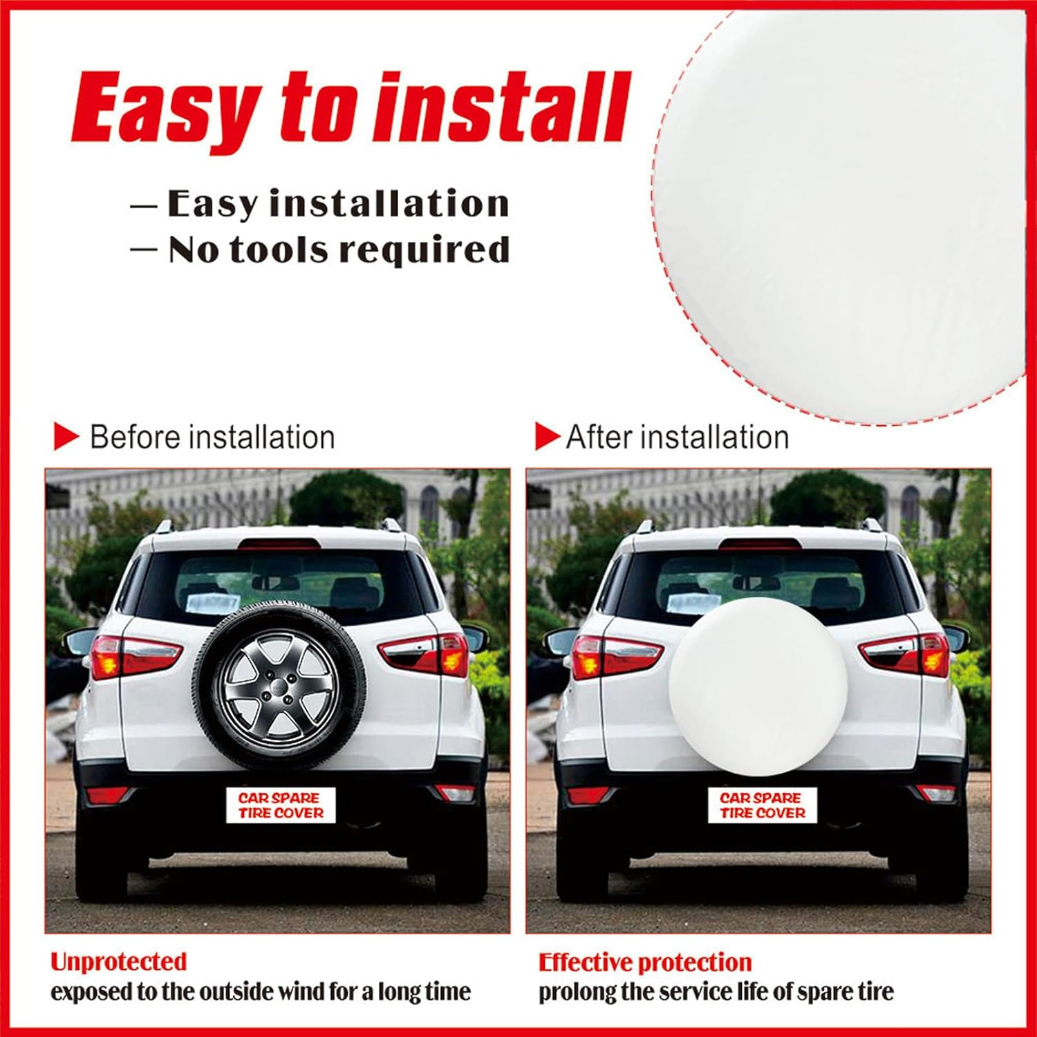 14 Inch Spare Tire Cover,White PVC Wheel Cover for Boat Camper Caravan RV Van SUV Sport Travel Trailer Tyre Diameter 24/ -27'' 60Cm~69Cm,175/80R13 Compatible with Suzuki Jimny 205/70R15