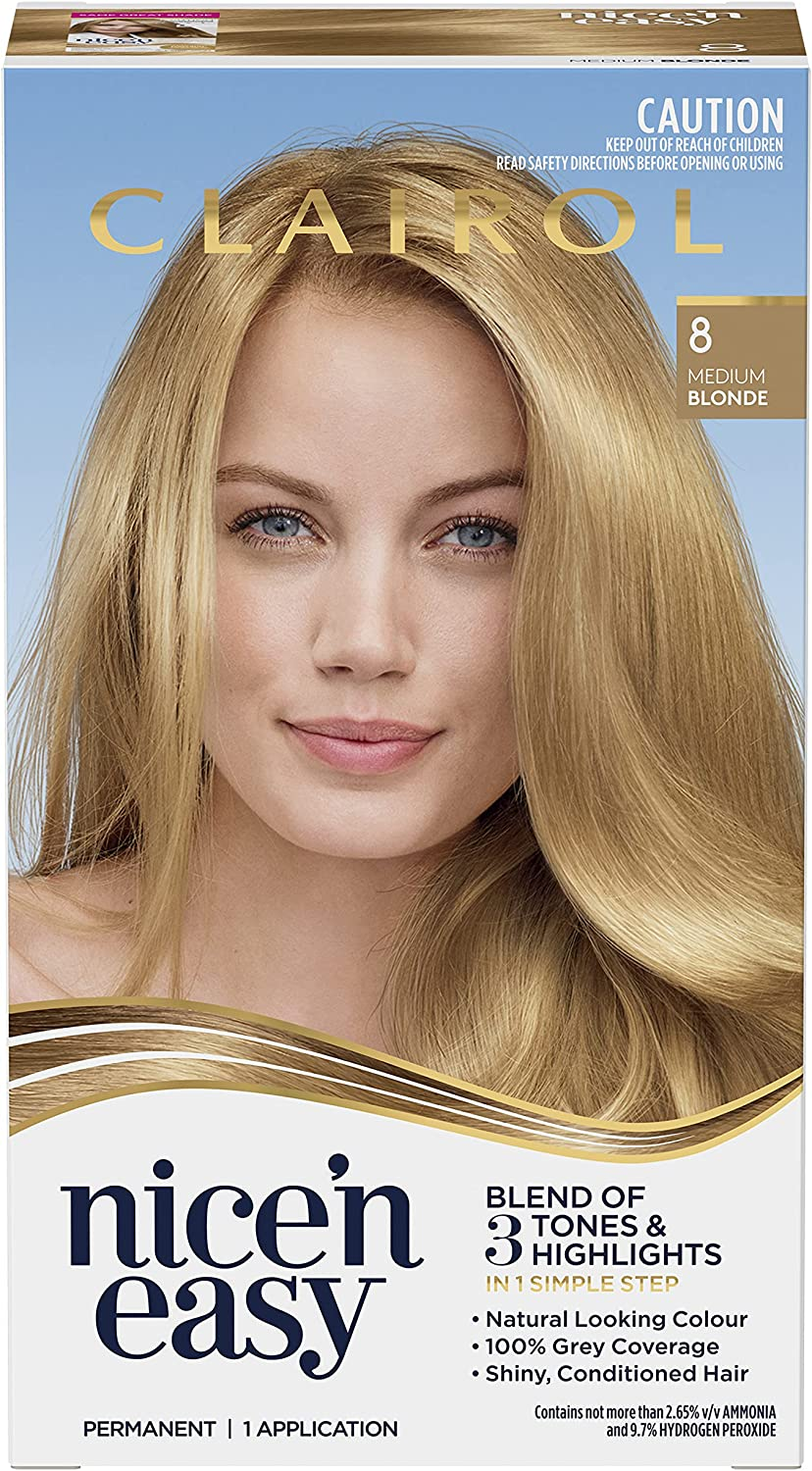 Clairol Nice 'N Easy Permanent Hair Colour 8 Medium Blonde, 100 Percent Grey Coverage, Natural Looking Hair Colour image number 2