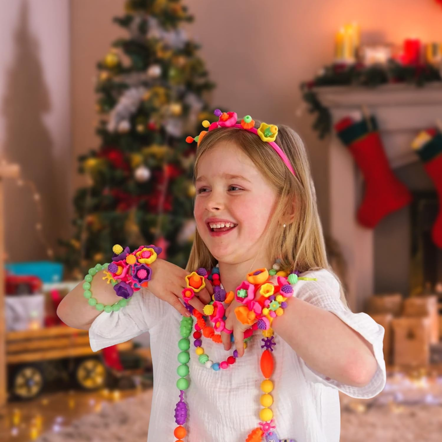 Pop Beads Jewellery Kits for Girls, Colourful Toy Jewellery Making, Arts & Crafts for Kids, Age 4-8, Necklace, Ring, Bracelet Making Kit, Little Girl Beads, Girls Gift 5, 6, 7, 8, 9 Years Old. Educational Toy, Christmas, Birthday Present for Girls image number 4