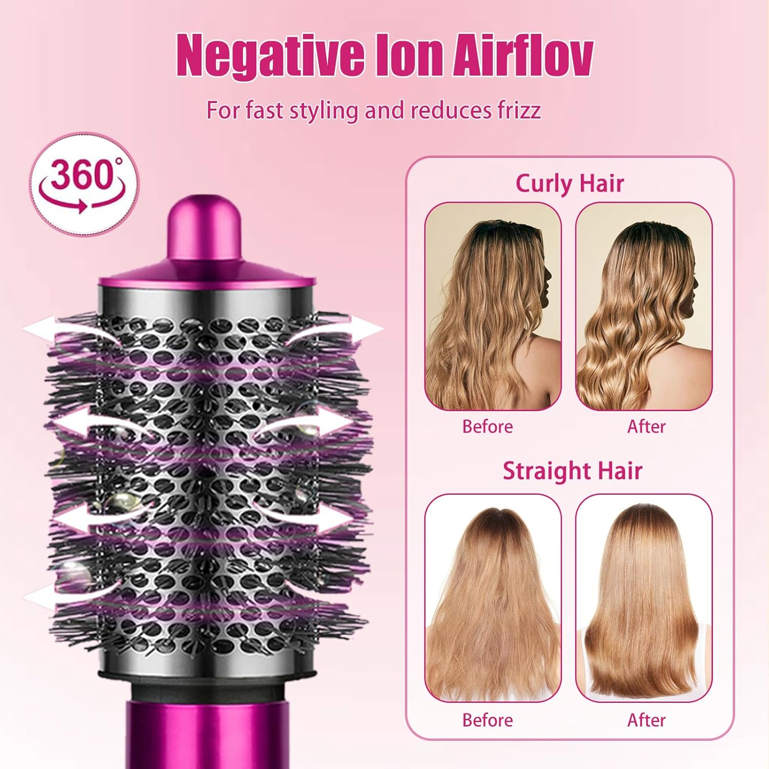 Large round Volumizing Brush for Dyson Airwrap, Large round Brush Attachment Compatible with Dyson Airwrap HS05 HS01 for Fluff Up, Volumize and Styling Hair (Rose) - Gold image number 4