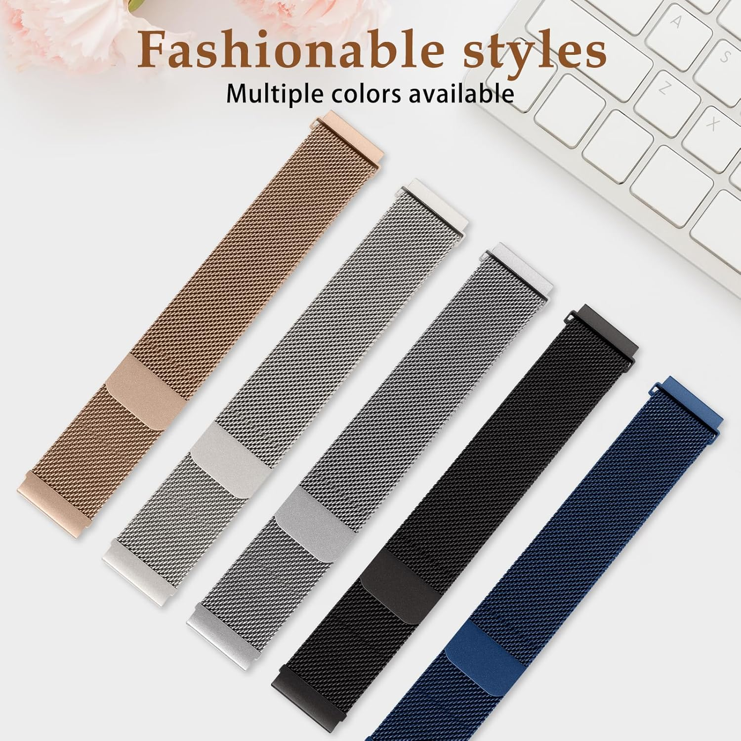 Yealred 22 Mm Metal Watch Strap Compatible with Garmin Forerunner 570 47Mm/Venu 3 45 Mm/V&iacute;voactive 4, Magnetic Replacement Band Compatible with Garmin Forerunner 265/255 / 255 Music - Blue image number 3