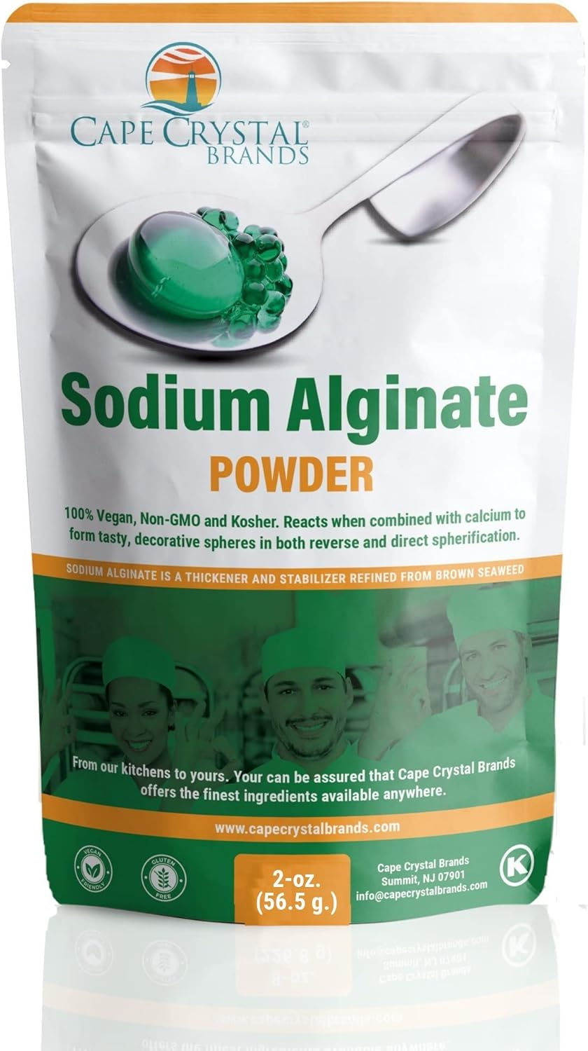Cape Crystal Sodium Alginate and Calcium Chloride &ndash; Spherification Value Kit - Practice Molecular Gastronomy, 4-Oz. image number 1