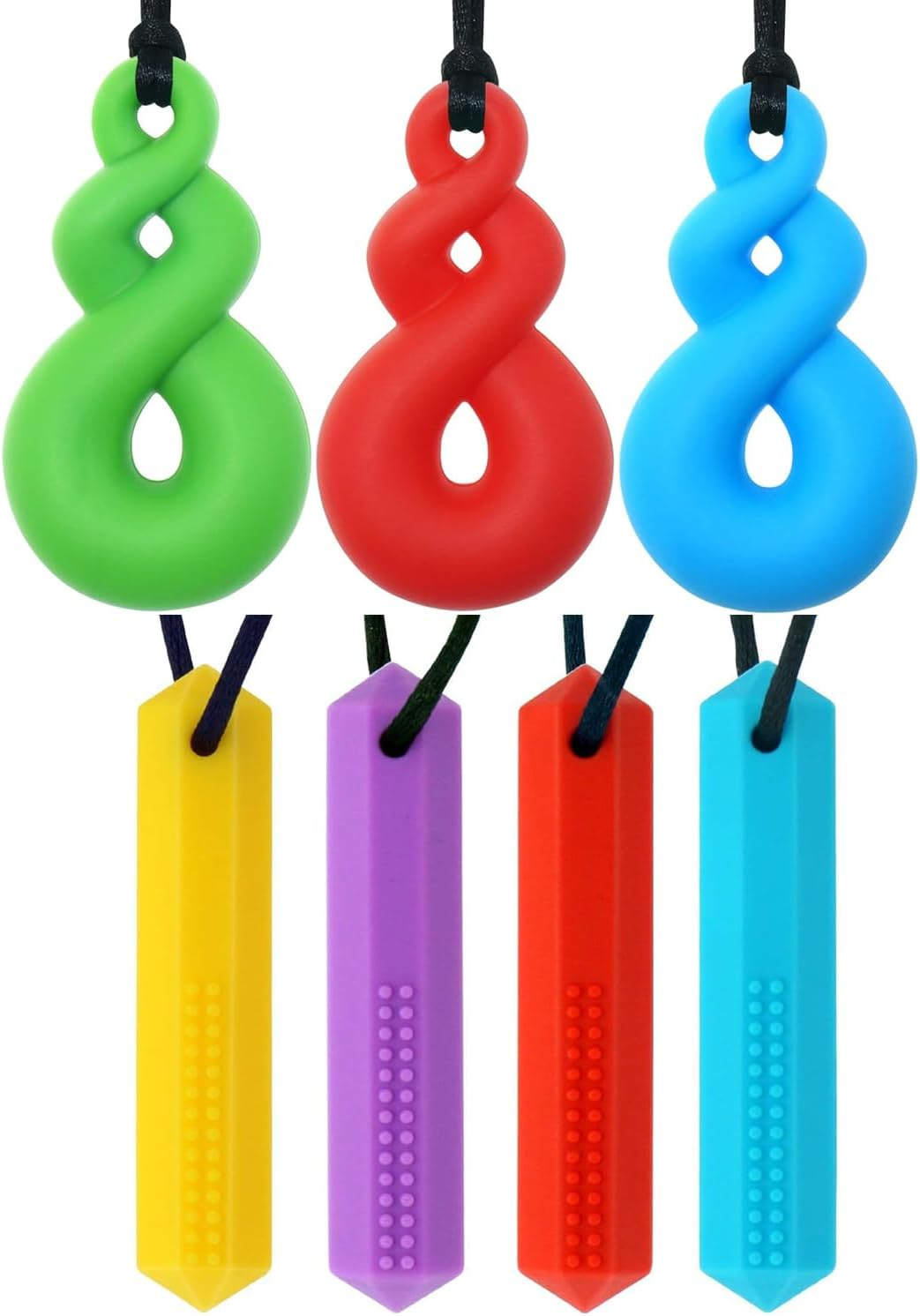 7 Pack Sensory Chew Necklaces &ndash; Australian Local Brand Panny & Mody | NDIS Reimbursement Available | Safe Silicone Chewable Tools for Kids, Teens, and Adults with Autism, ADHD, Anxiety, SPD, and Oral Motor Needs image number 5