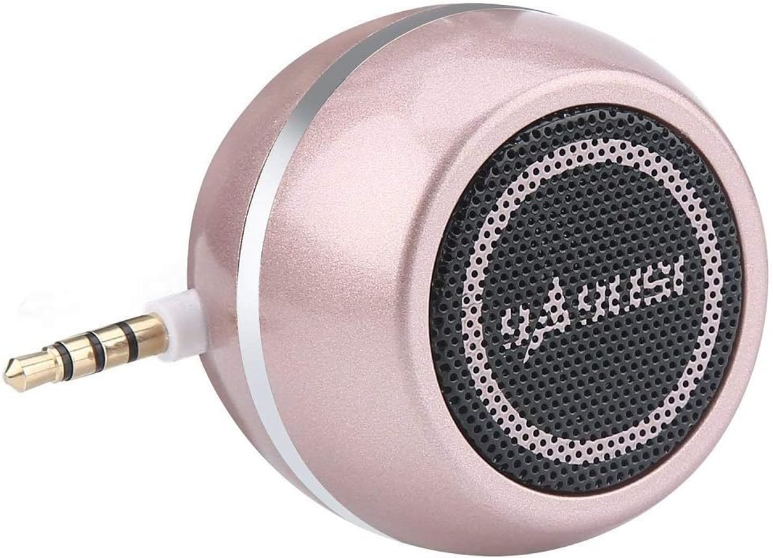 Mini Portable Speaker with 3.5Mm Aux Input Jack, 3W Mobile Phone Line-In Speaker for Iphone Ipad Ipod Tablet Cell Phones, Gifting for Girls/Kids, Rose Gold