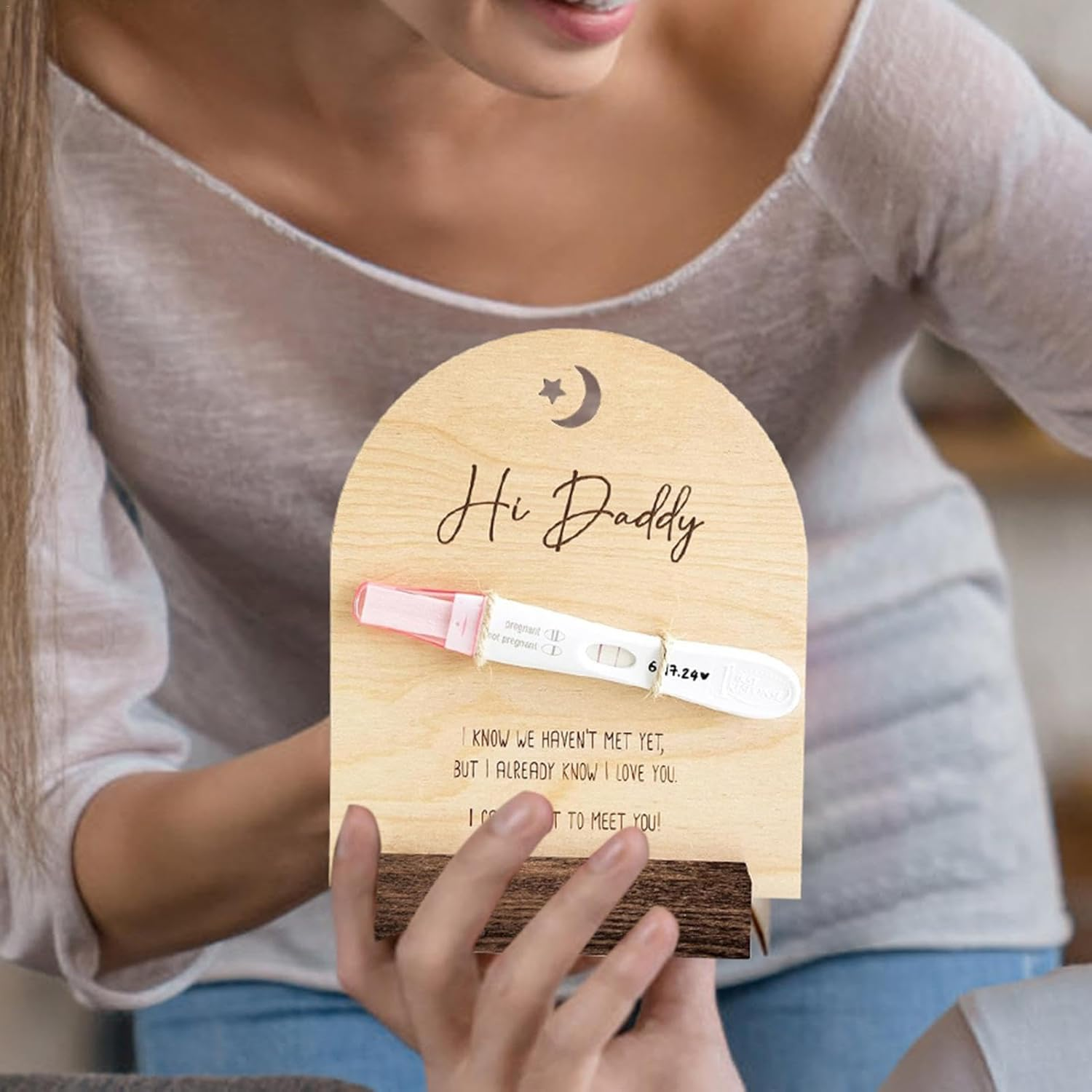 Pregnancy Reveal to Husband - Baby Surprise Announcement Ideas,Pregnancy Announcement for Dad, Cute Baby Announcement Ideas with Base & Rope