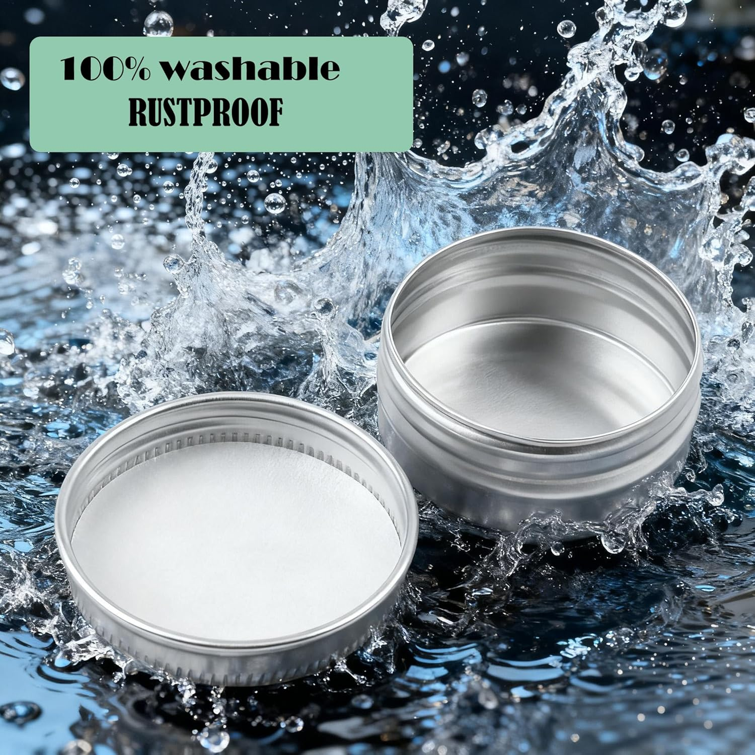 25 Pack (2 Oz/60Ml) 、（2 Oz/100Ml）Screw Top round Aluminum Tin Cans, Metal Tin Storage Jar Containers with Screw Cap for Lip Balm, Cosmetic, Candles, Salve, Make Up, Eye Shadow, Powder, Tea (Silver) image number 3