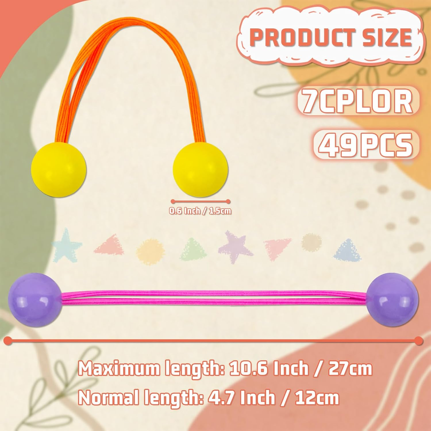 NEETUE 49 Pcs Multicolor Hair Ties with Bead, Cute Elastic Ponytail Holders, Bobble Hair Tie, Colorful Puff Ball Hair Ties for Girls Women image number 6