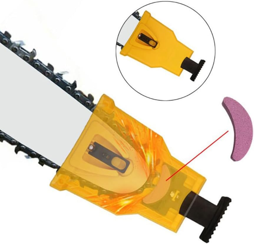 Universal Chainsaw Teeth Sharpener, Fast Chainsaw Sharpener, Chain Saw Blade Sharpener Sharpening Tools,Universal Fast-Sharpening Stone Grinder Tools for 14/16/18/20 Inch Two Holes Chain Saw Bar