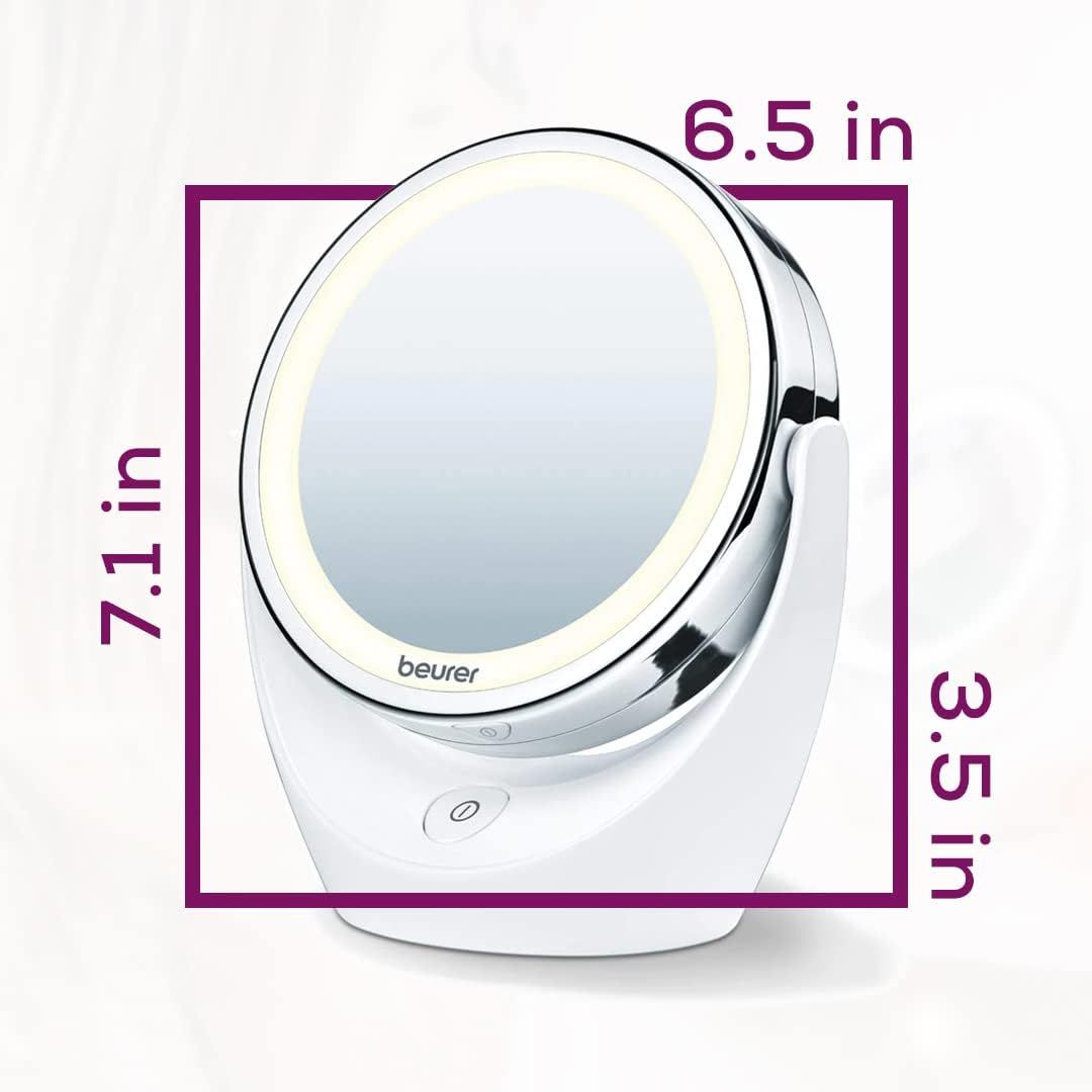 Beurer 5X Magnifying Double Sided Cosmetic Vanity Makeup Mirror Illuminated LED Lights, 360 Degree Swivel Rotation, BS49 image number 6