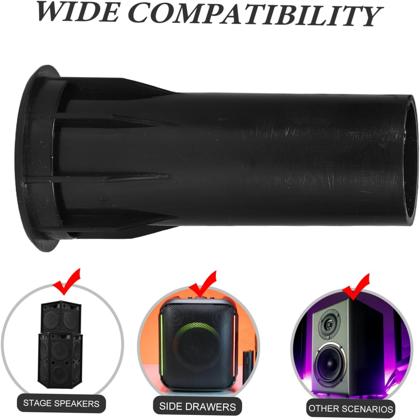 OSALADI 8Pcs Inverted Tube Speaker Port Tubes for Subwoofer Bass Enhancement Black Plastic Construction Easy Install image number 3