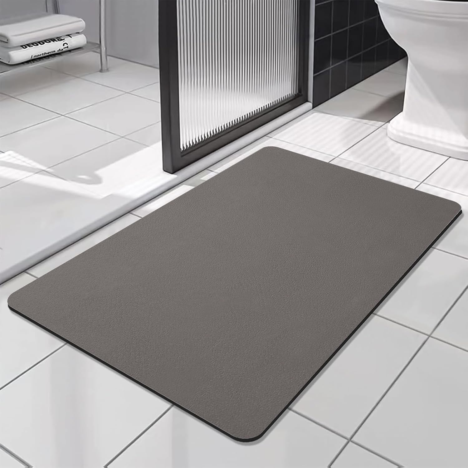 Bath Rugs Quick Dry, Super Absorbent Quick-Dry Bathroom Rug | Non-Slip Rubber Backing, Soft Floor Mat for Bathroom & Shower (Dark Grey, 40X60Cm)