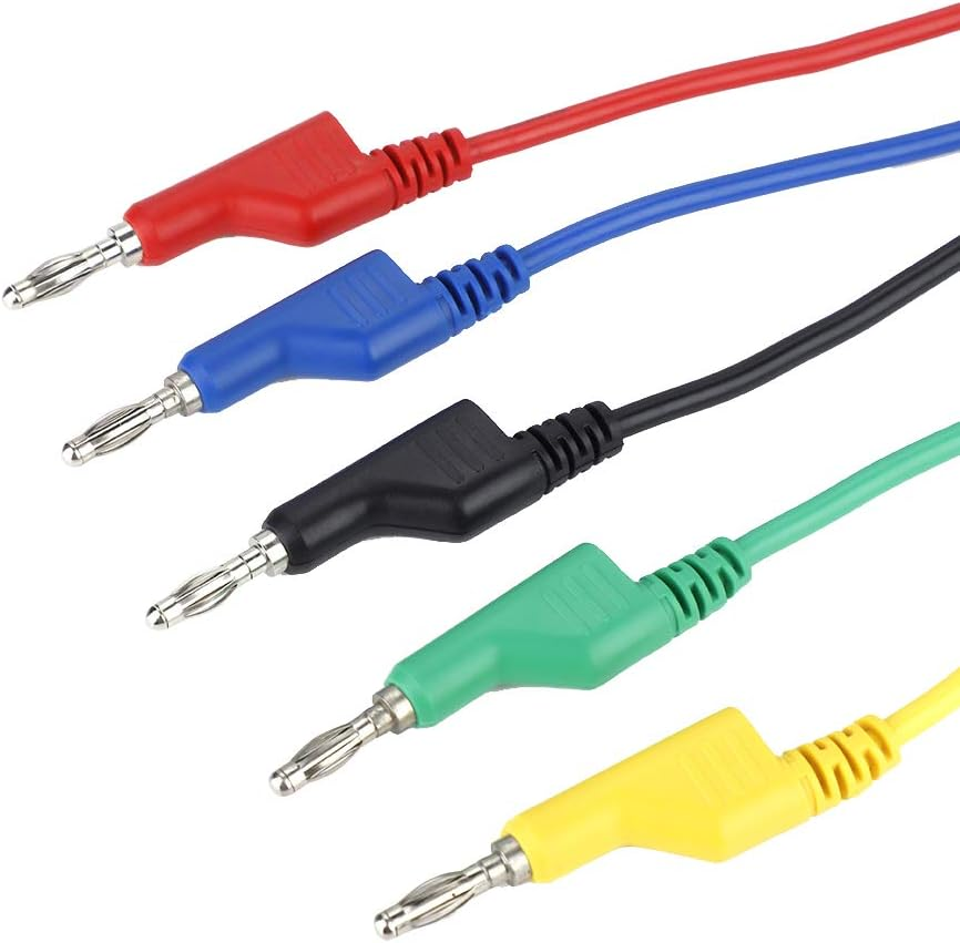 P1036 4Mm Banana Plug Cable Test Leads 5Pcs,High Voltage Double Headed 1M Banana Jack Safety Test Leads for Multimeter image number 4
