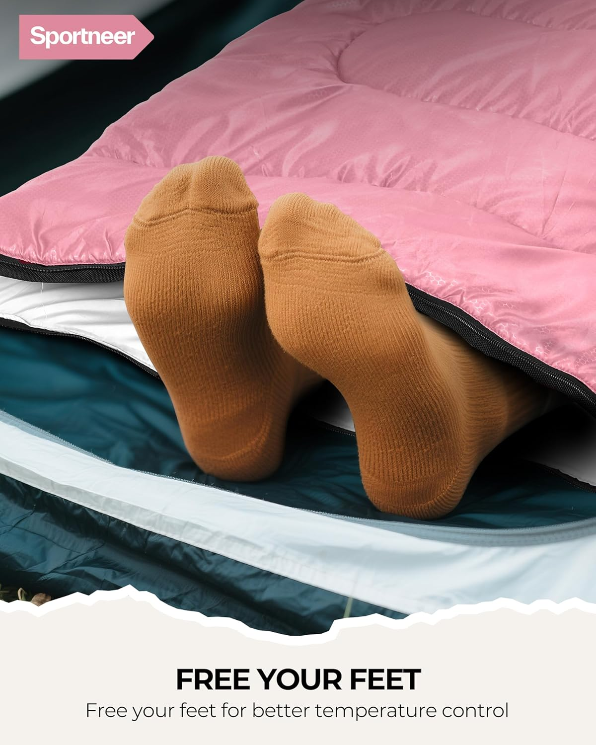 Sleeping Bag for Adults: Sportneer 3 Season Warm & Cold Weather Lightweight Sleeping Bags for Kids Adult Boys Girls Camping Hiking Outdoor Traveling image number 6