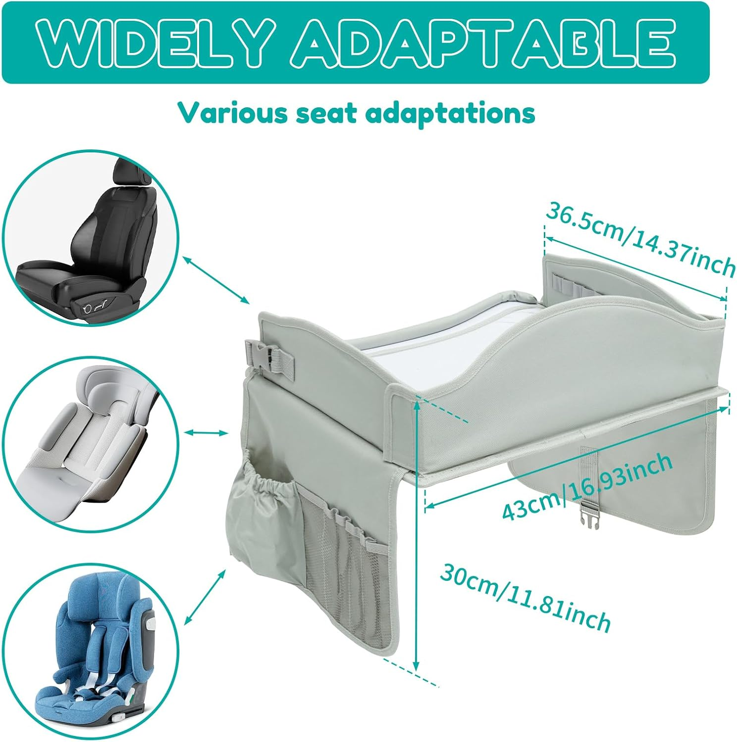 Kids Travelling Polyester Car Seat Drawing Tray with Adjustable Padded Shoulder Strap, Rounded Corners, Curved Edges, Suitable for Children image number 1