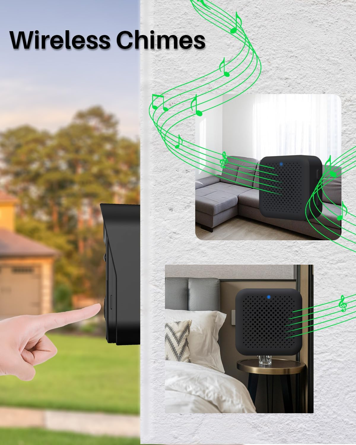 FHD Video Doorbell Camera with 32 GB SD Card, Wireless Doorbell Camera Outdoor, No Monthly Fee, Indoor Chime, 2.4G Wifi, IP65 Waterproof, Night Vision, Ai Human Detection, SD Card/Free Cloud Storage