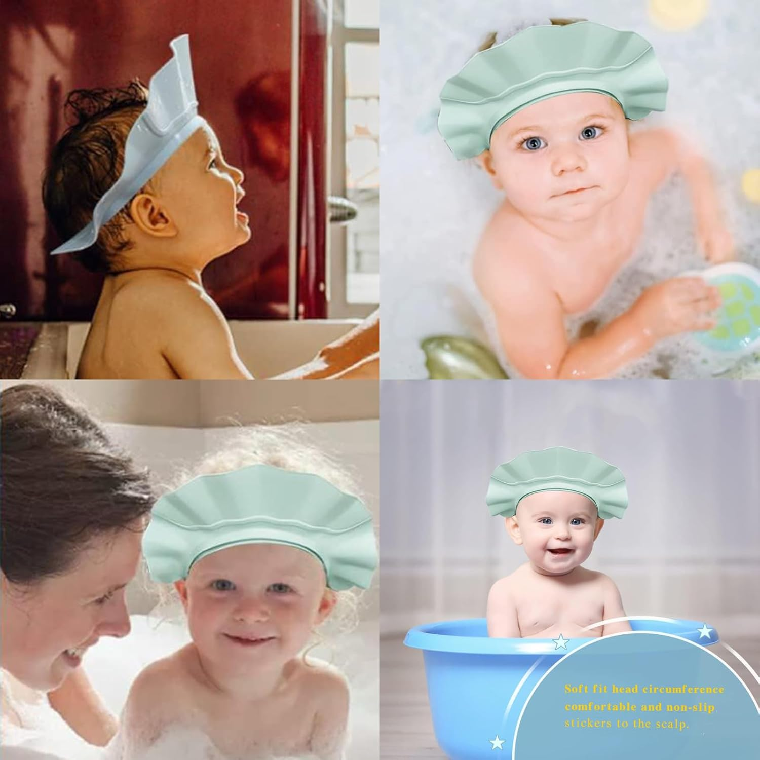 Adjustable Baby Shower Cap for Hair Washing | Bath Shield Visor Hat for Kids, Toddlers | Waterproof, Blue image number 6