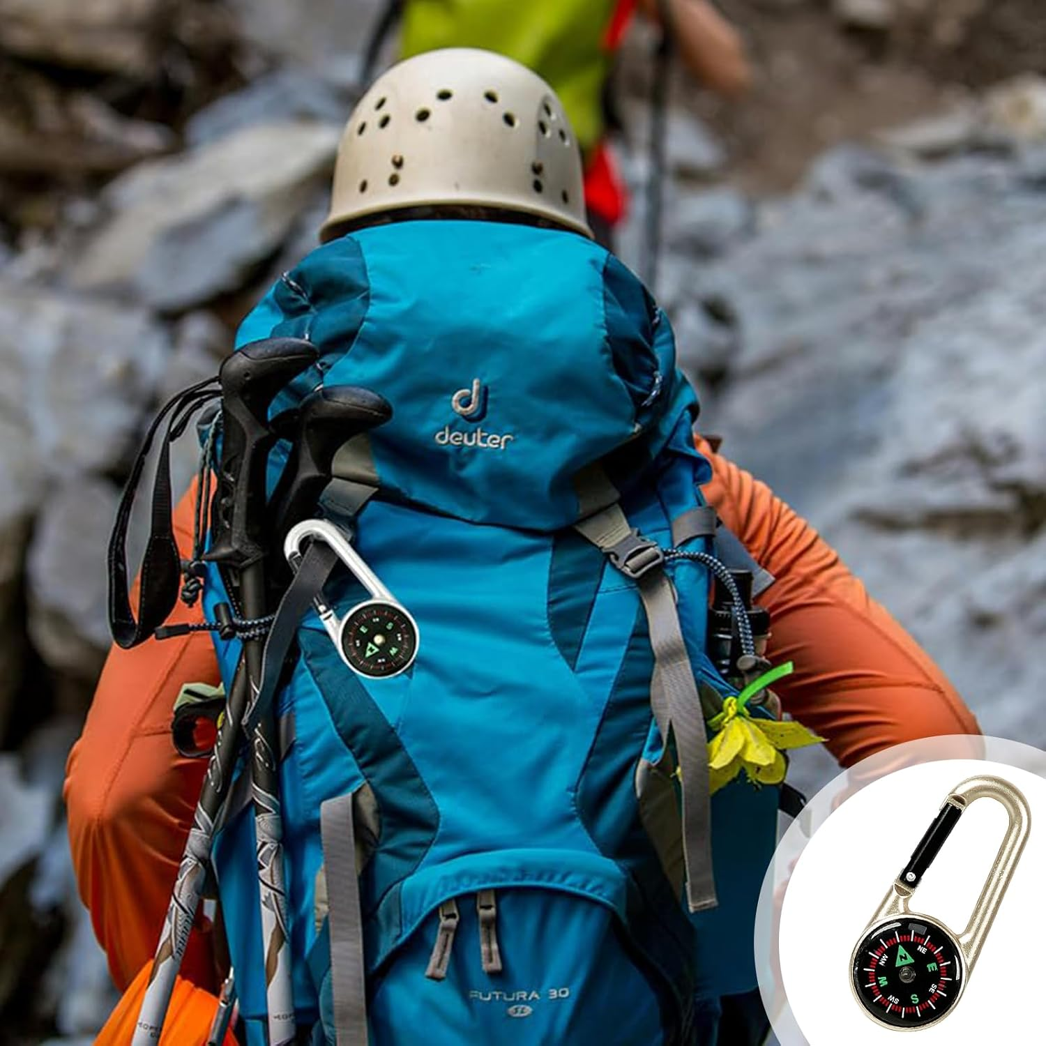 3PCS Compass Keychains, Colorful Carabiner, Waterproof Pocket Compass, for Outdoor Camping, Sport Hiking, Navigation, Kids Hiking