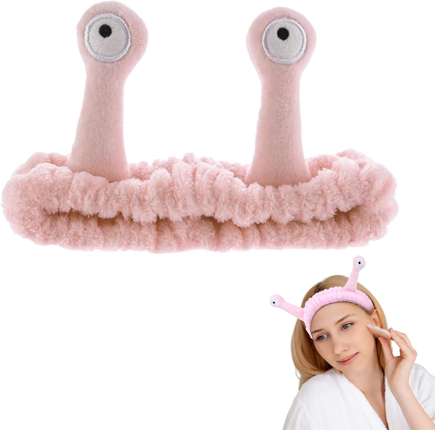 Face Wash Headband Face Makeup Women Cartoon Cute Coral Fleece Elastic for Women and Girls (Pink) image number 3