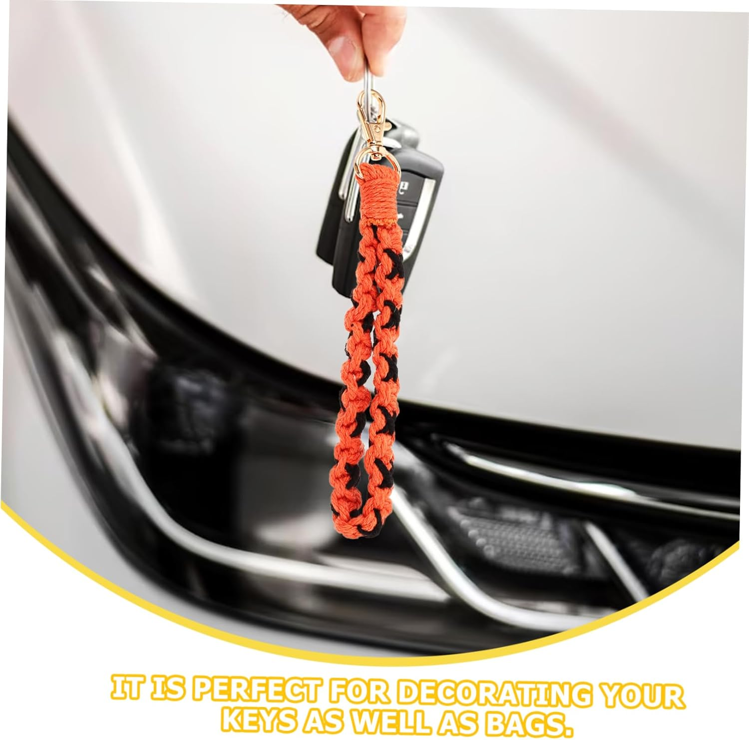 WOFASHPURET Keychain Wristlet Hand Strap Key Lanyard Car Keys Keychain Woven for Women Fashion Accessory image number 3