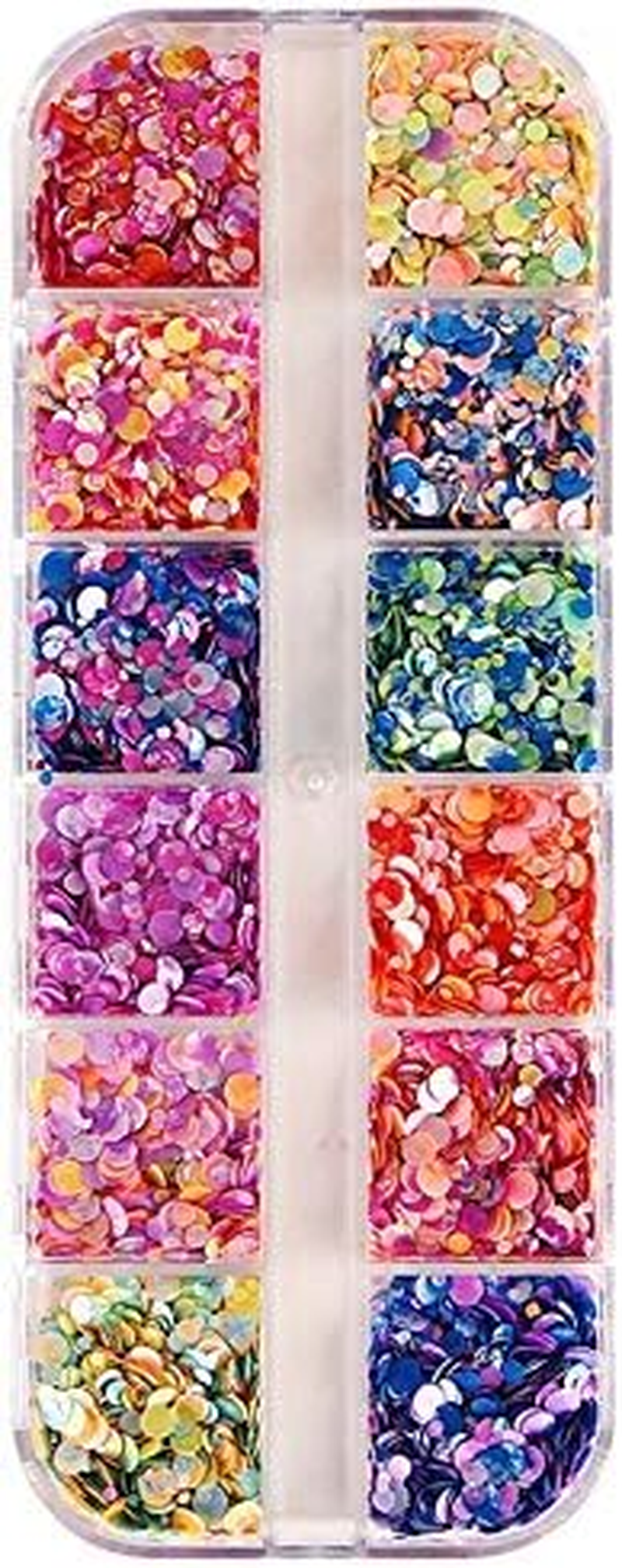 12 Grids Set Nail Glitter Sequin Gradient round Shape DIY Manicure Nail Art Decoration Accessories Zhengpingpai image number 2