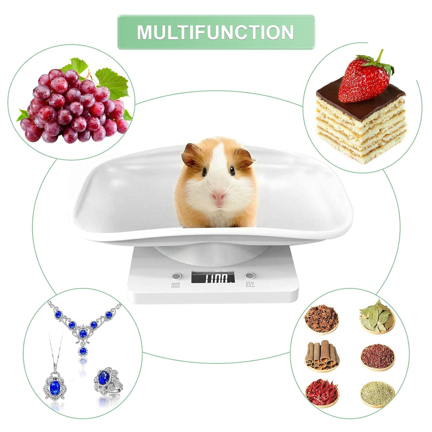 Digital Pet Scale, Small Animal Weight Scale Portable Electronic LED Scales, Multifunction Kitchen Scale(Max. 22 Lbs), for Weighing Puppy/Kitten/Hamster/Hedgehog/Tortoise/Food image number 5