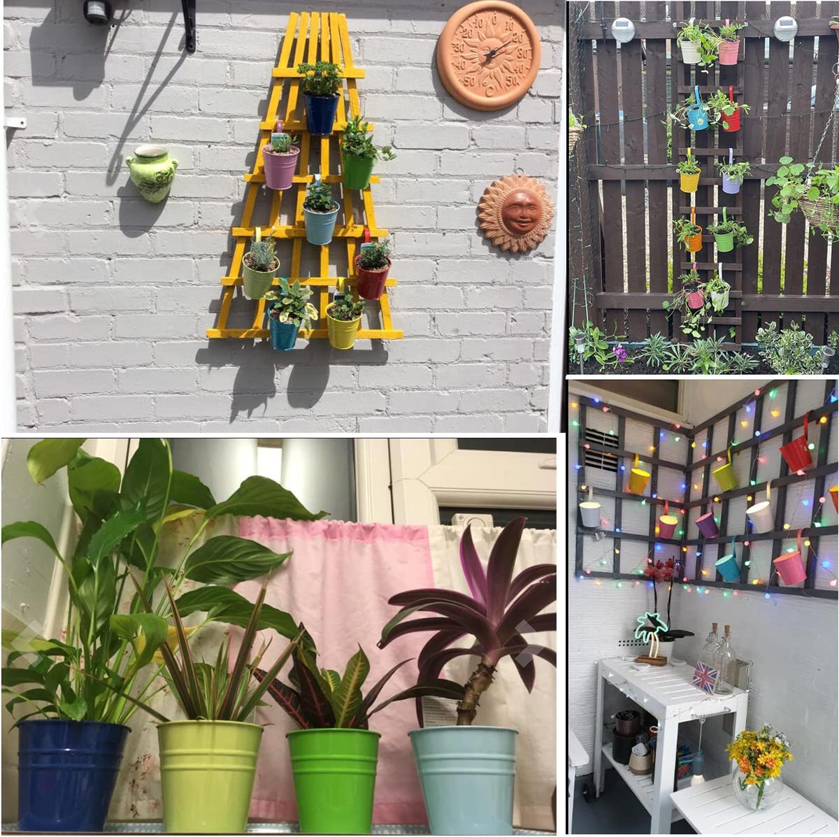 10 X Metal Iron Hanging Flower Pot,3.9" Hanging Balcony Garden Planter Home Decor,Garden Plant Pots Hanging Buckets Hanging Planter