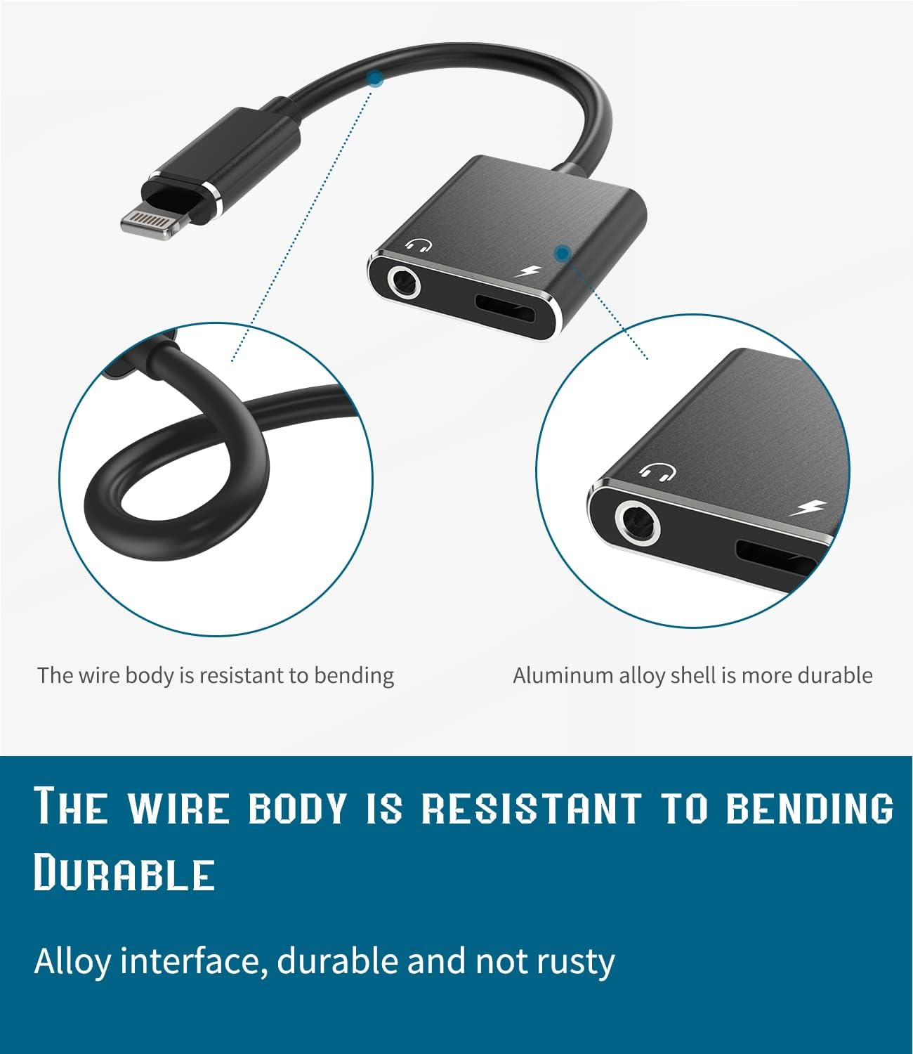 Iphone AUX Adapter for Headphone Jack Cable Dongle(2In1) Lightning to 3.5Mm Splitter Apple MFI Certified Charger Cord Audio Adaptador Para Music Power Charge Converter for 11 12 13 14 Pro Max 7 8 Plus