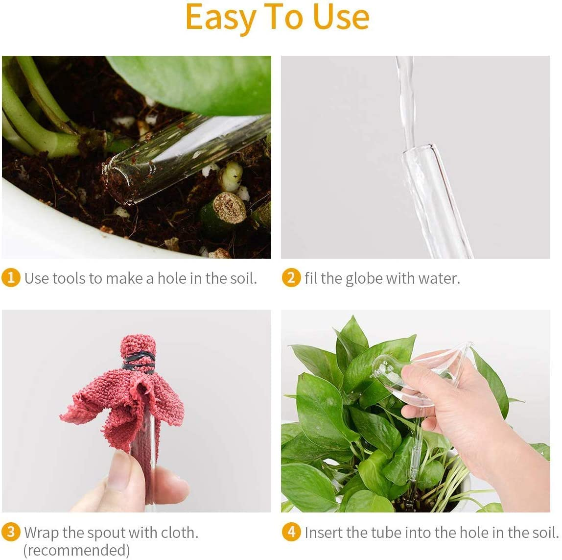 3 Pack Plant Waterer Self Watering Globes,Bird Shape Hand Blown Mini Durable Clear Glass Aqua Bulbs for Indoor Plants, Gifts for Plant Lovers image number 3