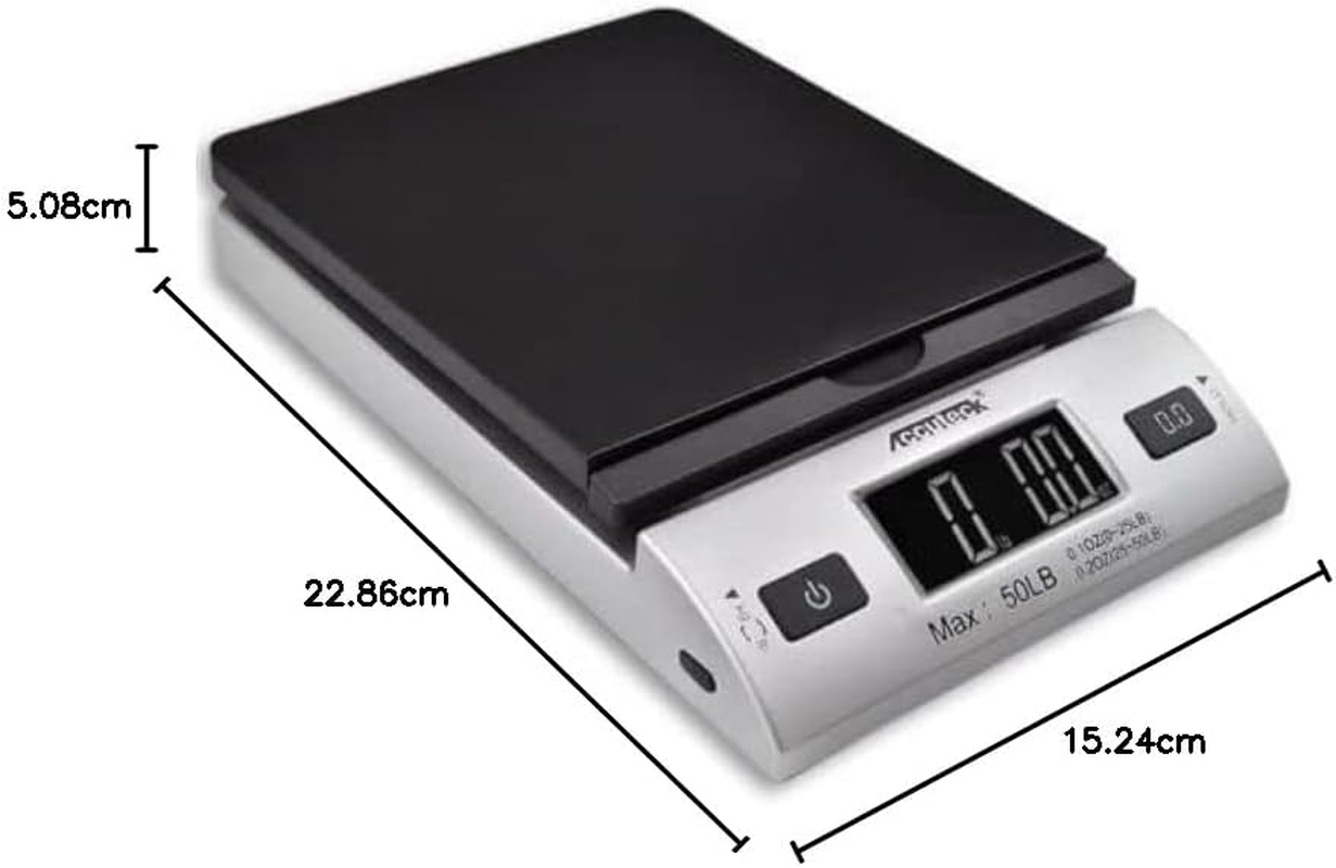 ACCUTECK All-In-1 Series W-8250-50Bs A-Pt 50 Digital Shipping Postal Scale with Ac Adapter, Silver