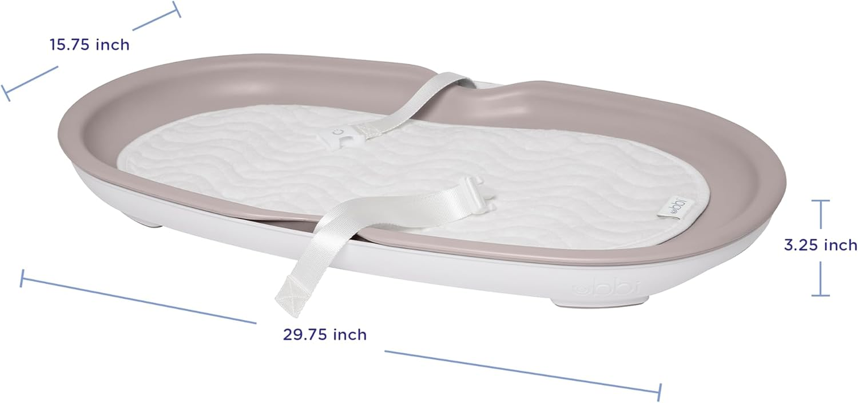 Ubbi Baby Changing Pad, Easy to Clean with Detachable Base, Lightweight, Waterproof Foam, Includes Safety Strap and Non-Skid Feet, Taupe image number 4