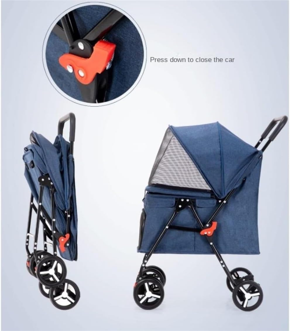 Pet Stroller Dog Stroller Cat Stroller Folding Pet Stroller with 4 Wheel Cat Stroller for Travel Walk Dog Stroller for Small Medium Dogs & Cats Dog Pram Dog Cat(Color:Gray) image number 2