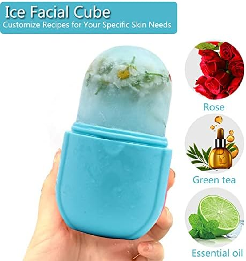 Ice Roller for Face and Eye - Facial Beauty Skin Care Tool, Gua Sha Massage, Silicone Ice Mold (Blue) - Black image number 4