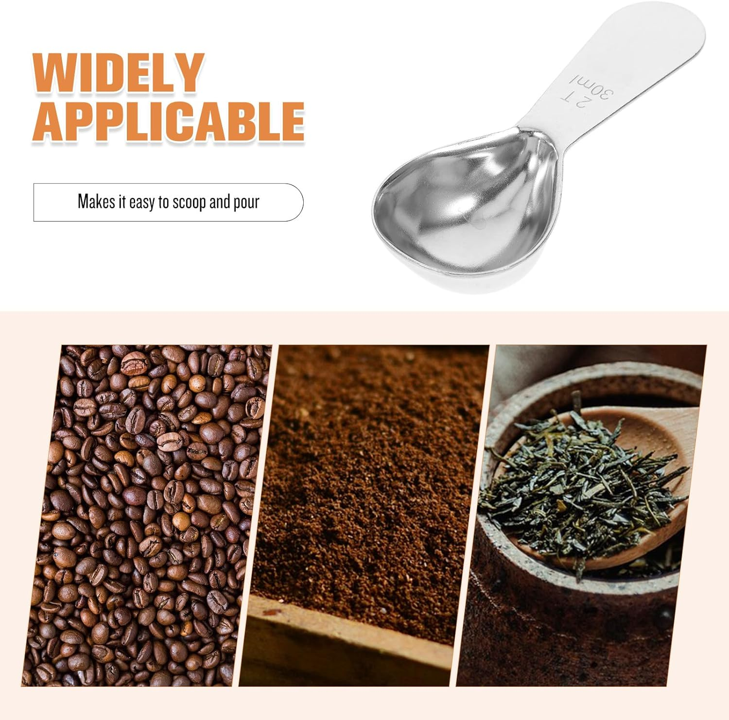 LIGIGWASH 2Pcs Stainless Steel Coffee Scoop 2 Tbsp 30Ml Measuring Spoons with Short Handle for Coffee Beans Tea and Baking Use image number 5