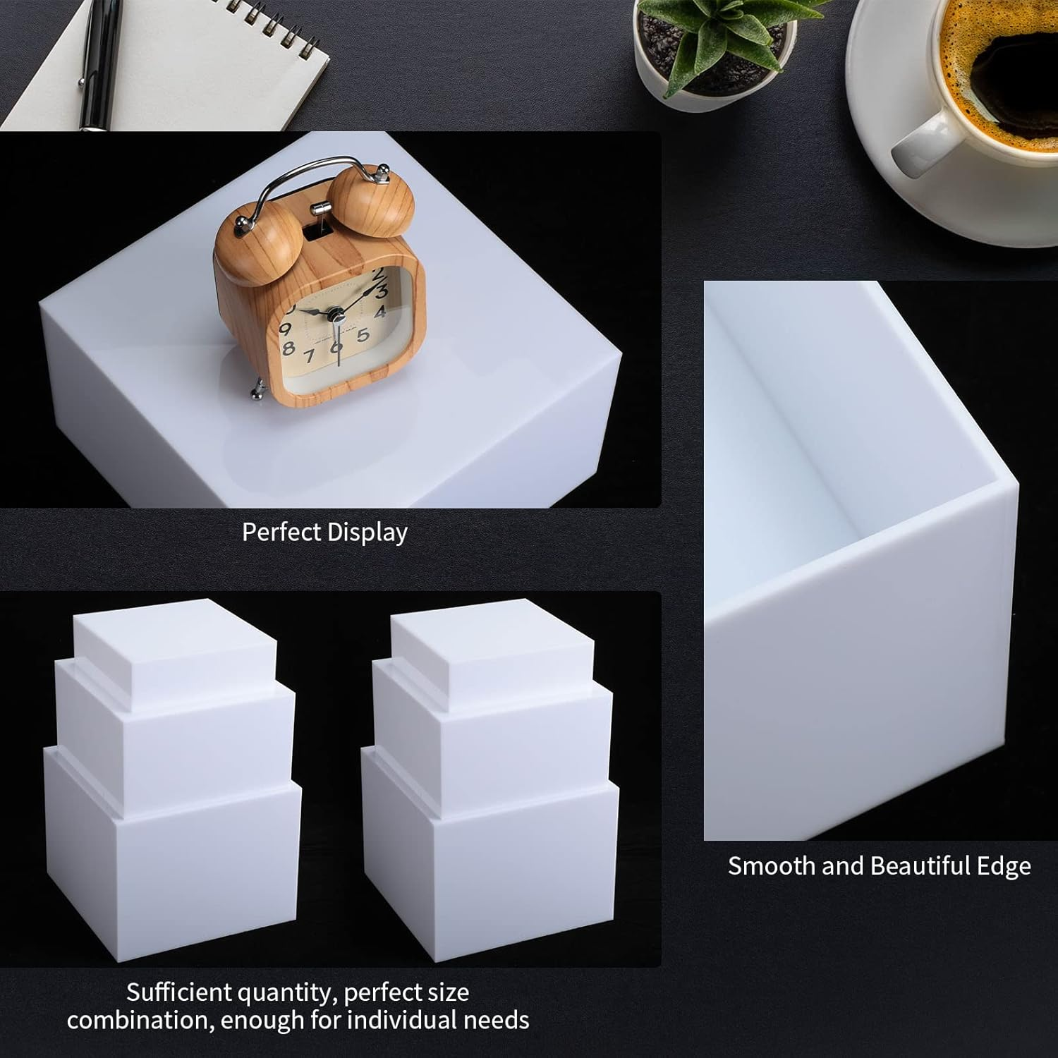 Tuanse 6 Pcs Buffet Risers, Food Risers for Buffet Table, Display Stand for Catering Dessert Collectibles Jewelry Figures Show, 5 Sided Acrylic Cube Display Organizer Nesting Risers(White) image number 5