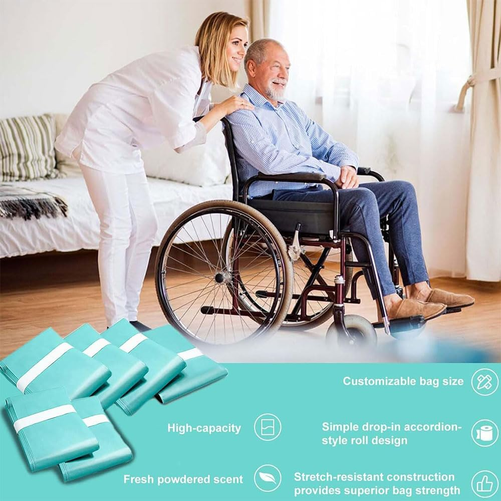 6-Pack Diaper Pail Liner Refills, Compatible with Slim Model Nappy Bin, Disposable Diaper Disposal Bags, Continuous Liner for Odor Control &ndash; Green image number 4