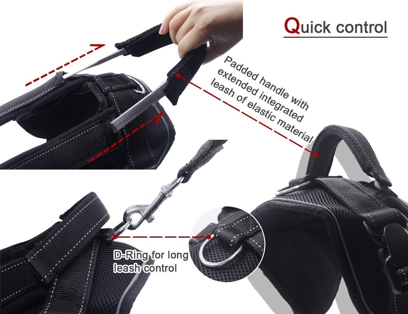 YOGADOG Heavy Duty Dog Harness for Medium and Large Dogs, No Pull Dog Vest Harness with Handle Extensible, Reflective Stitching (XL) image number 4